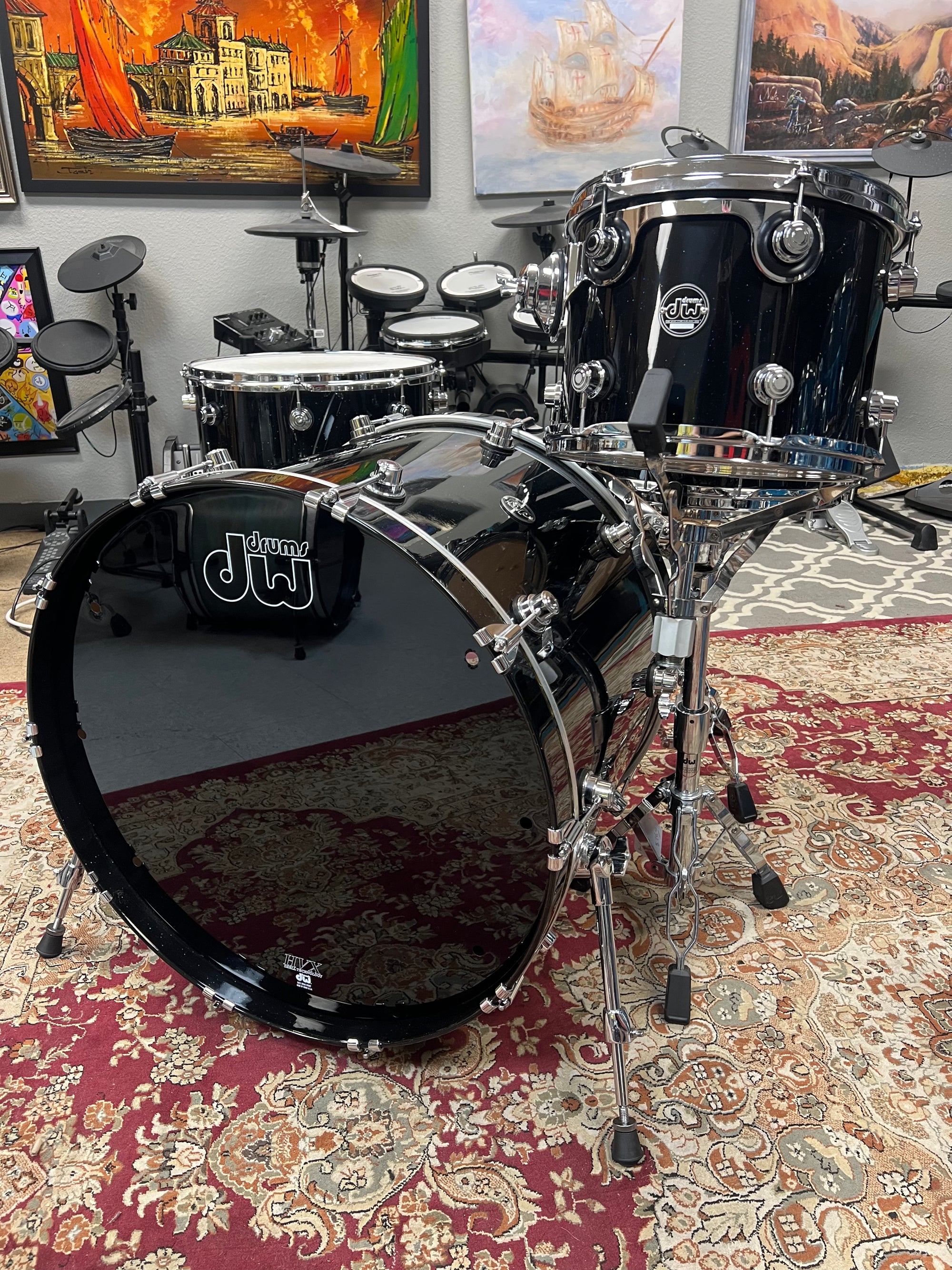 DW Performance 3pc Black Mirra Drum Set