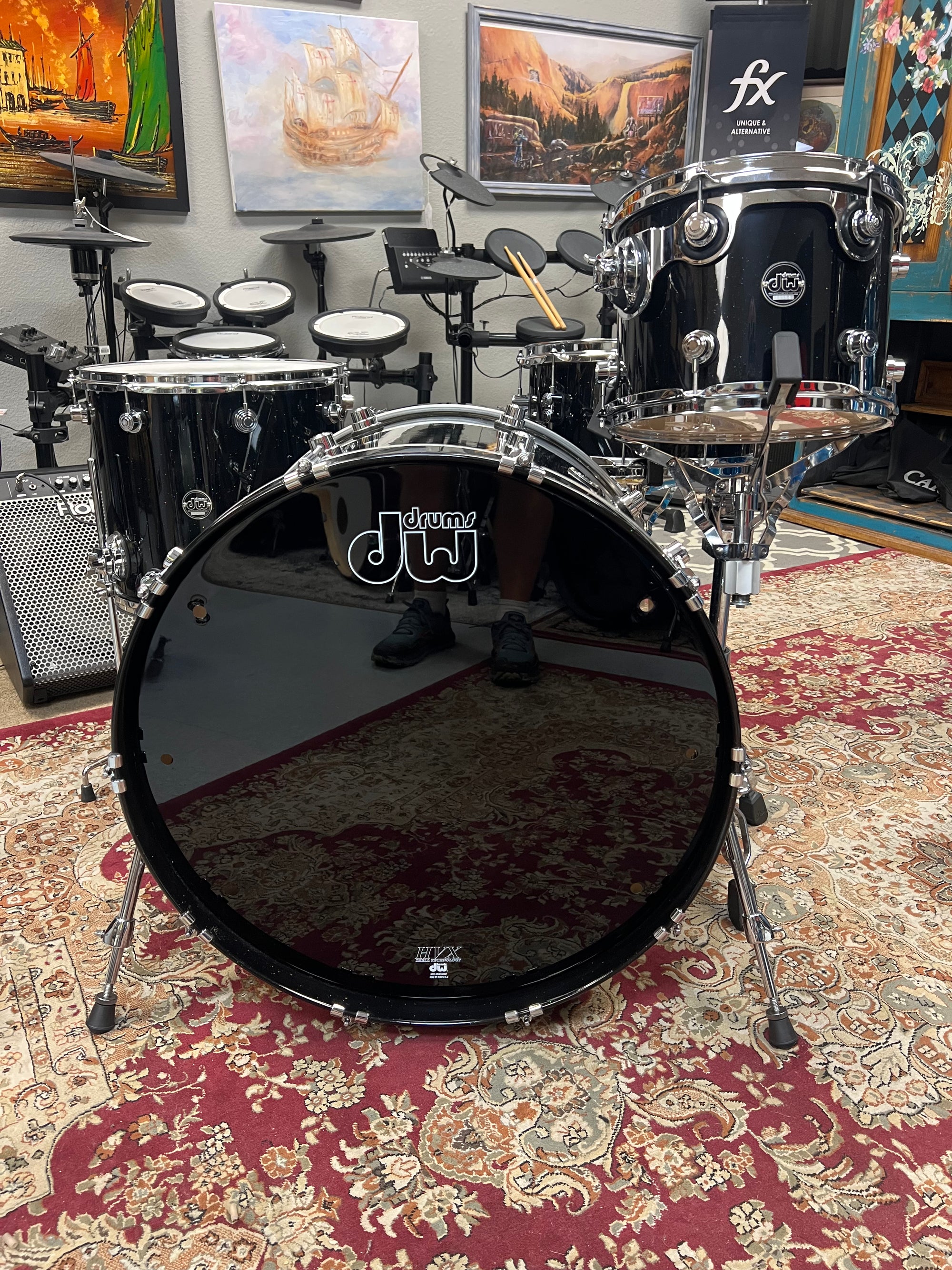 DW Performance 3pc Black Mirra Drum Set