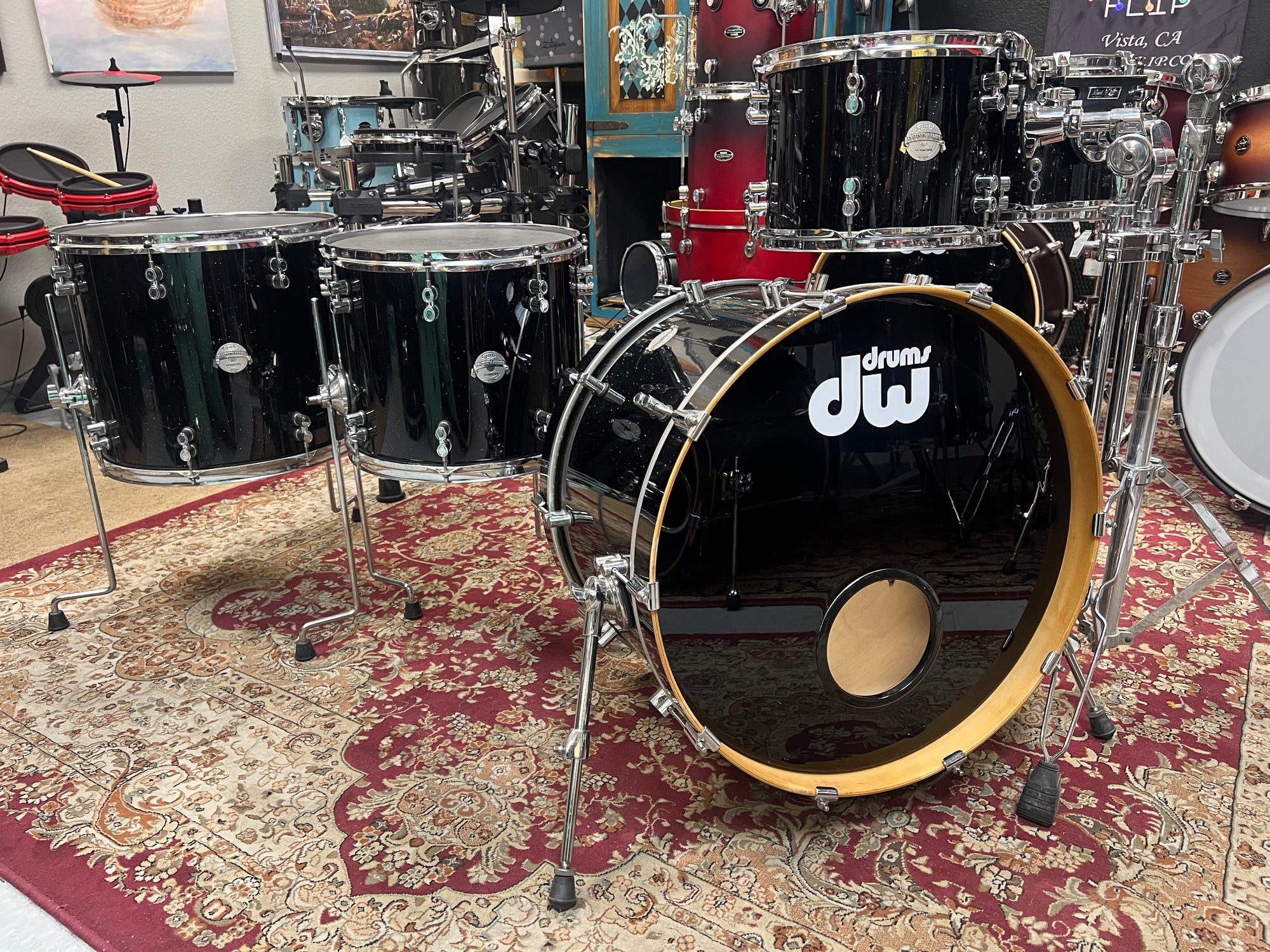 PDP Platinum 4pc Black Mirra Sparkle Drum Set