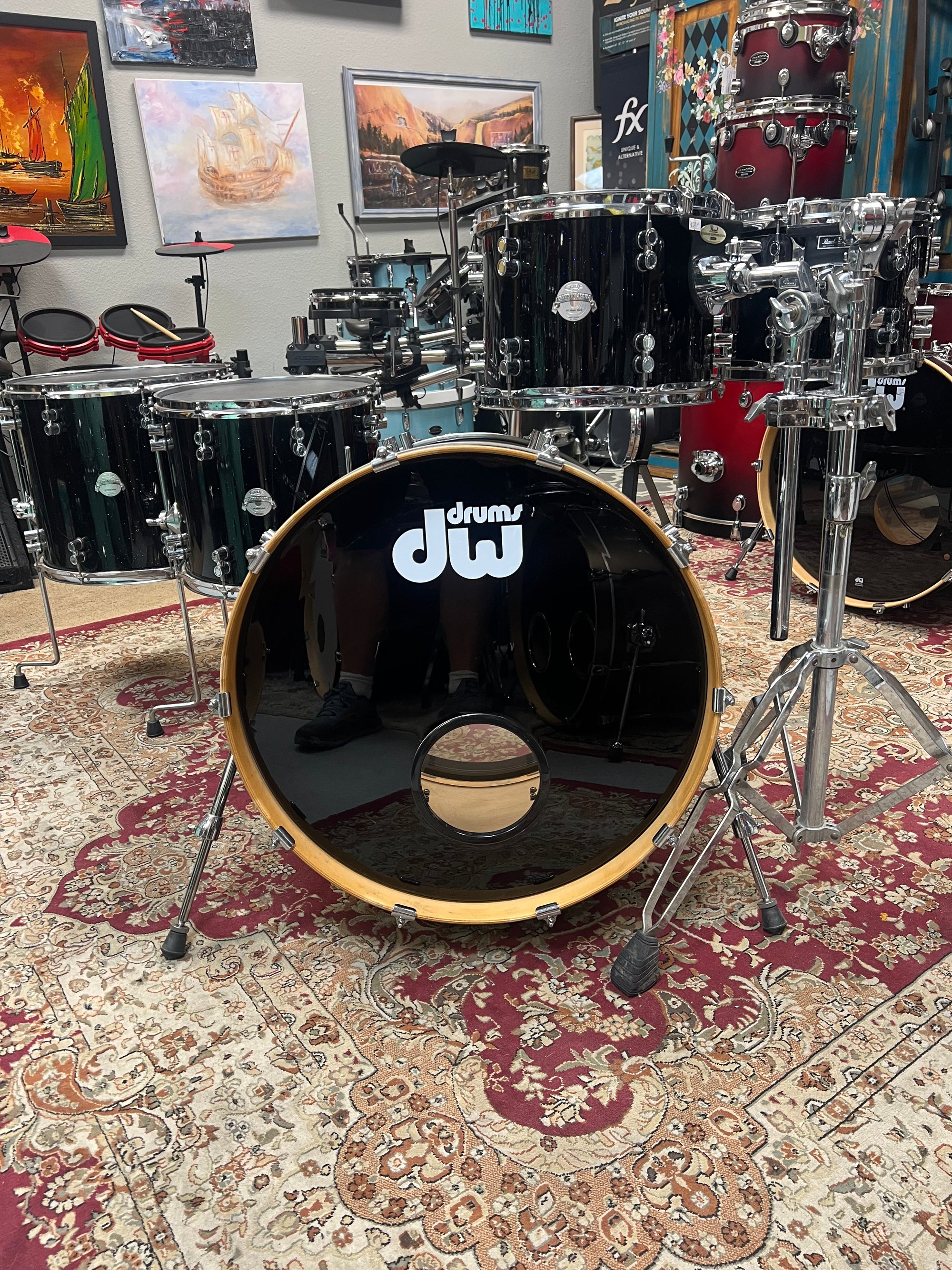 PDP Platinum 4pc Black Mirra Sparkle Drum Set