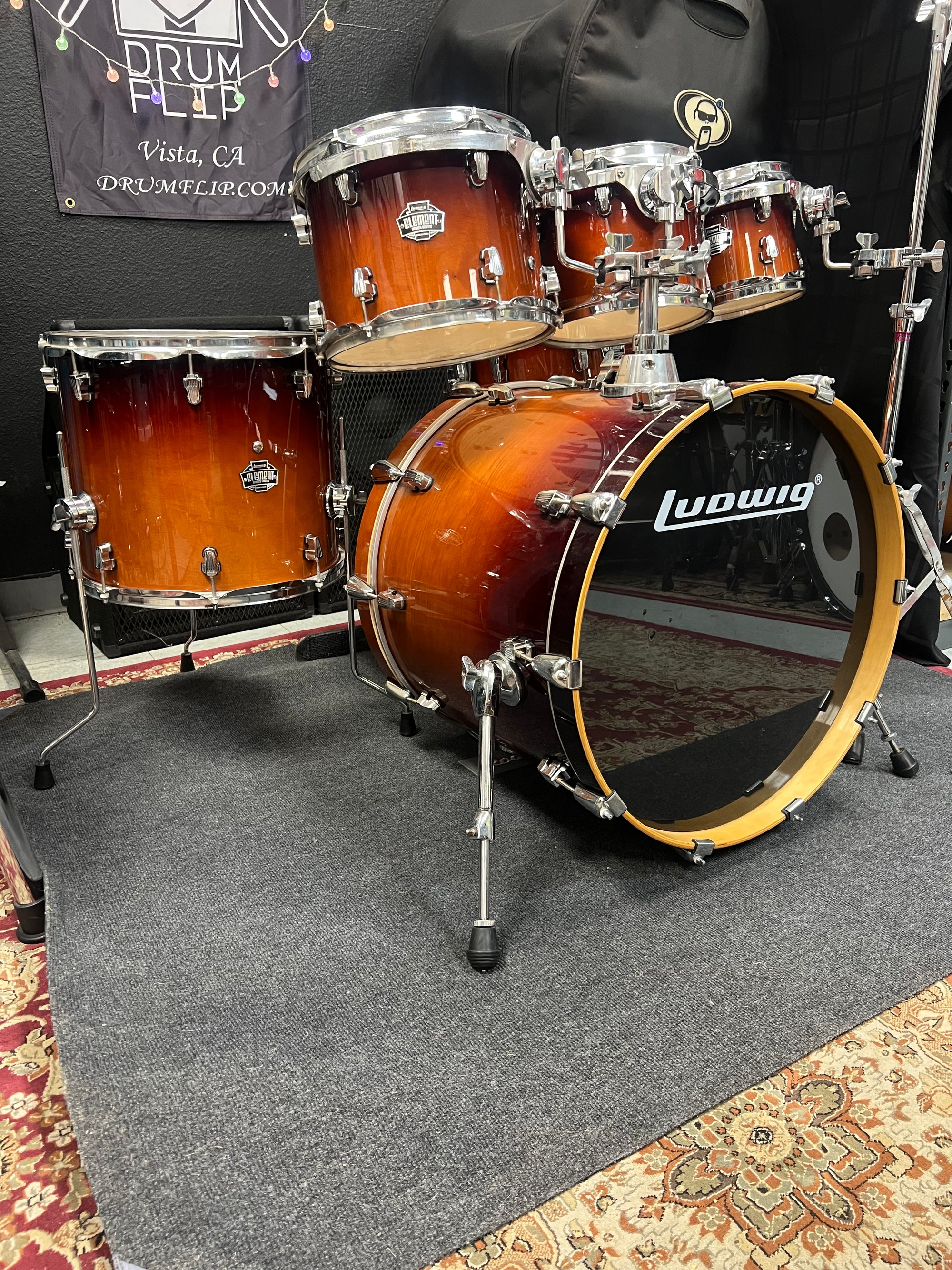 Ludwig Element Deep Brown Fade 6pc Drum Set
