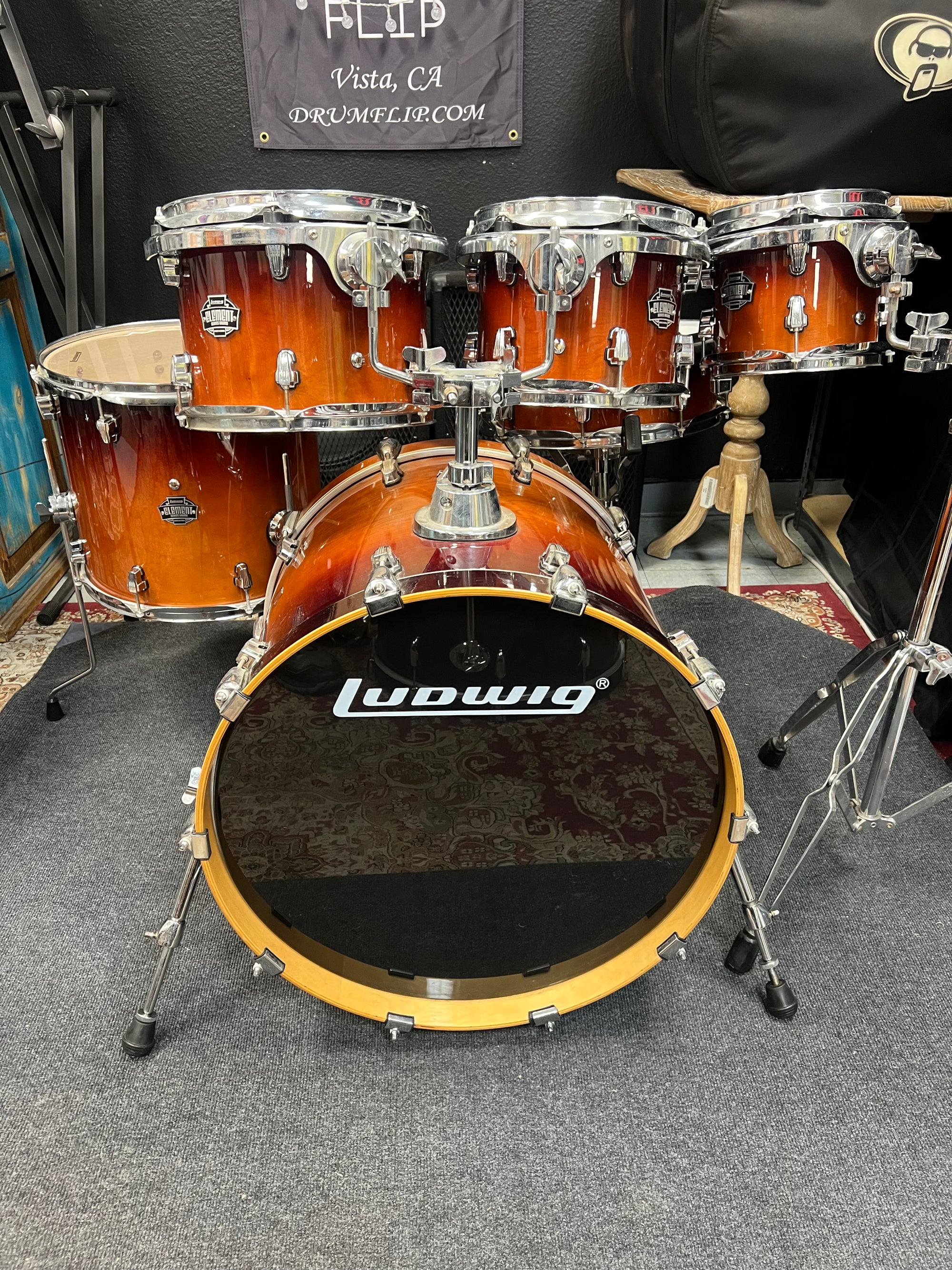Ludwig Element Deep Brown Fade 6pc Drum Set