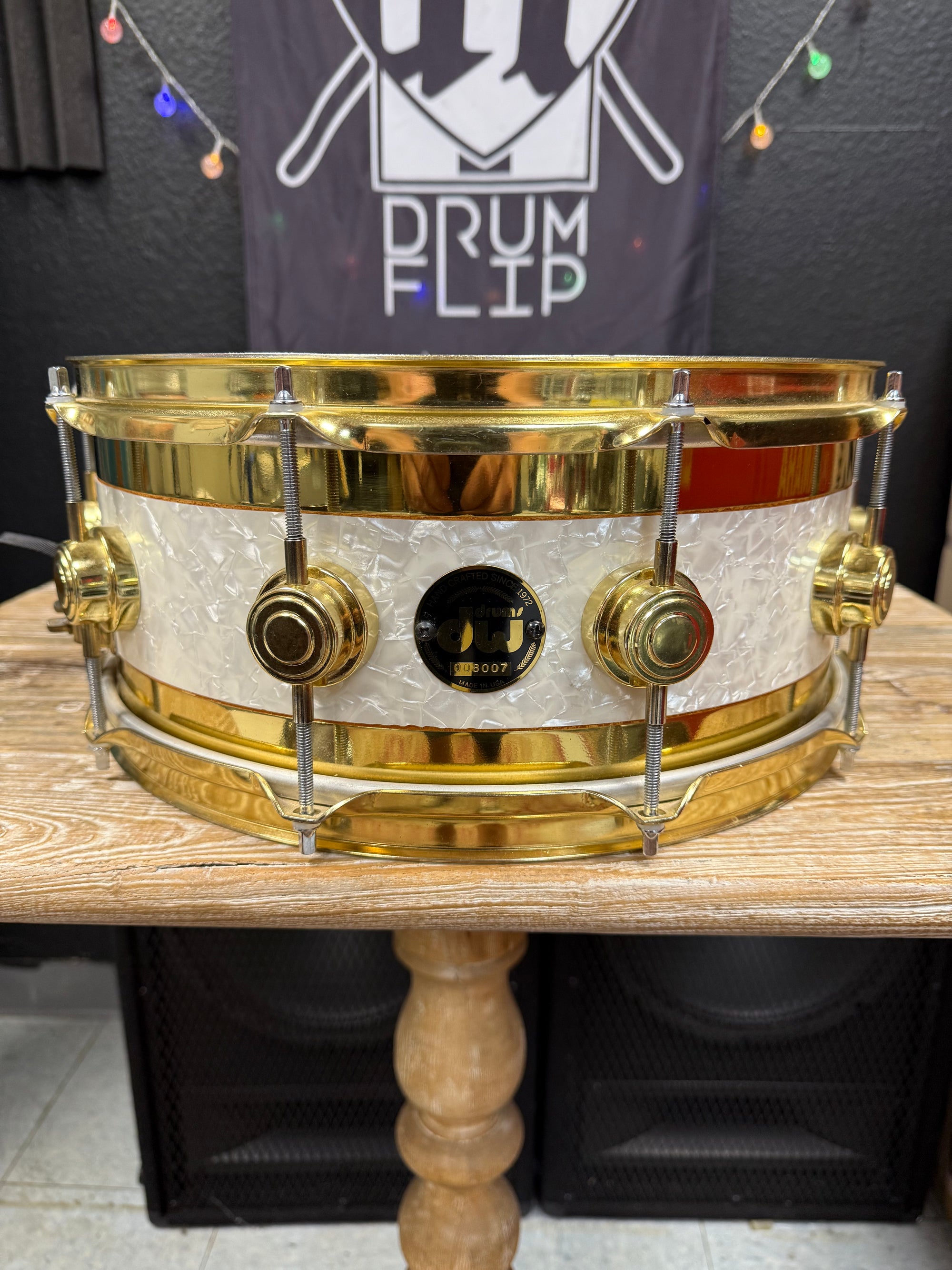 DW Collectors Edge Snare | White Marine Pearl