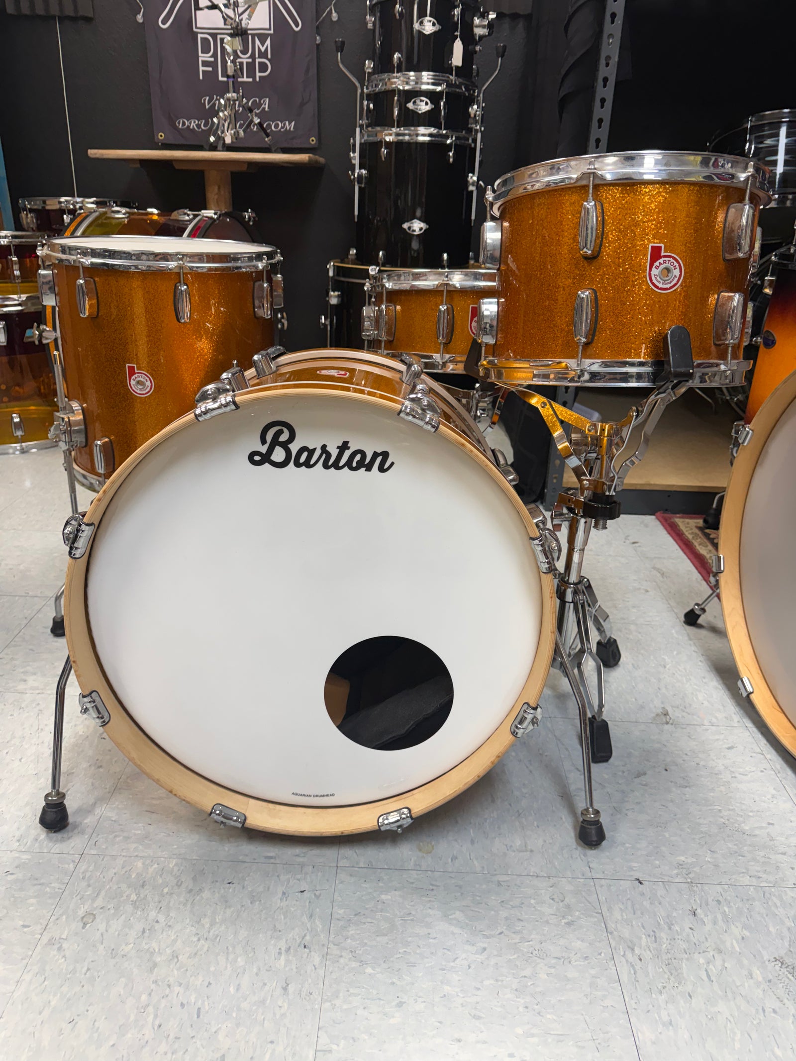 Barton Drum Set 4pc Gold Sparkle