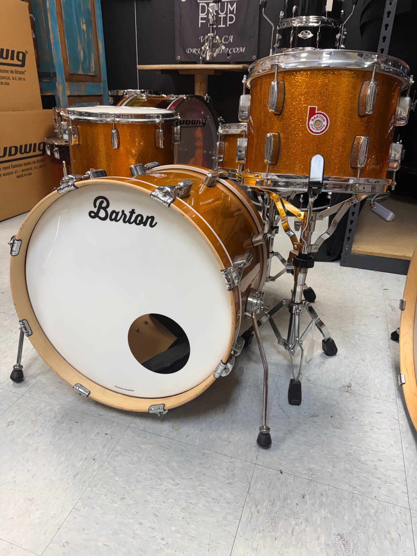 Barton Drum Set 4pc Gold Sparkle