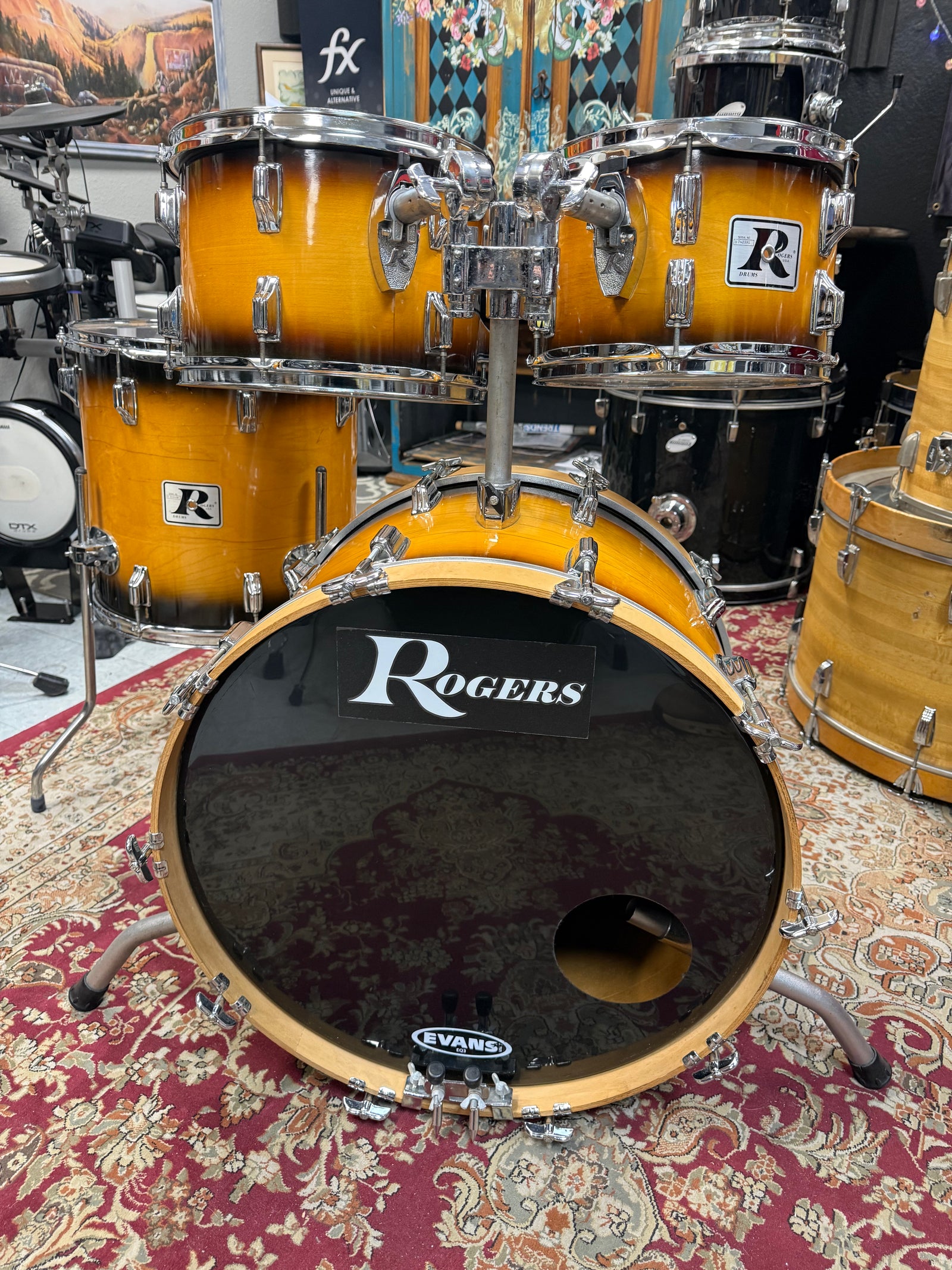 Rogers Big R Tobacco Burst 4pc Drum Set