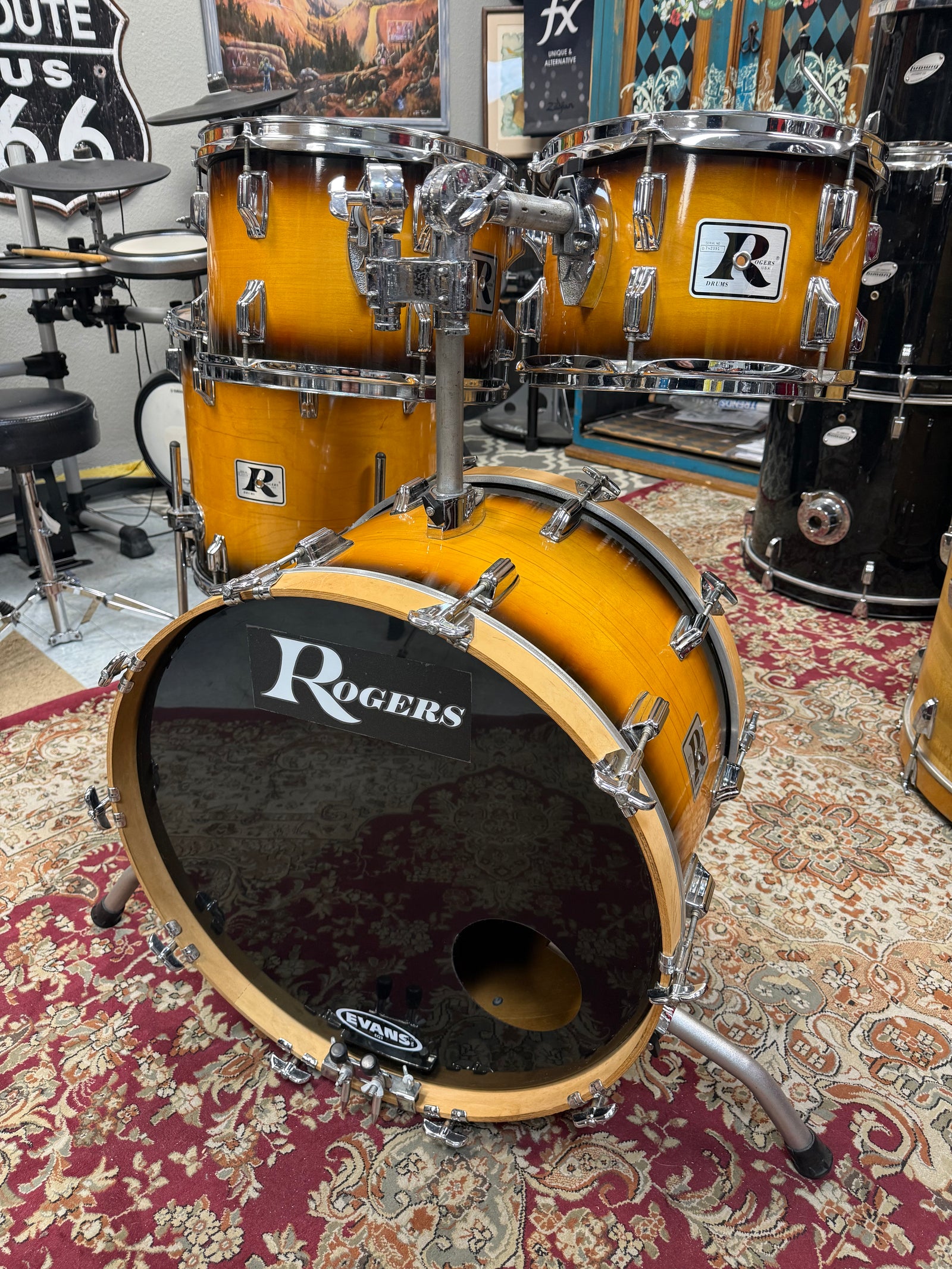 Rogers Big R Tobacco Burst 4pc Drum Set