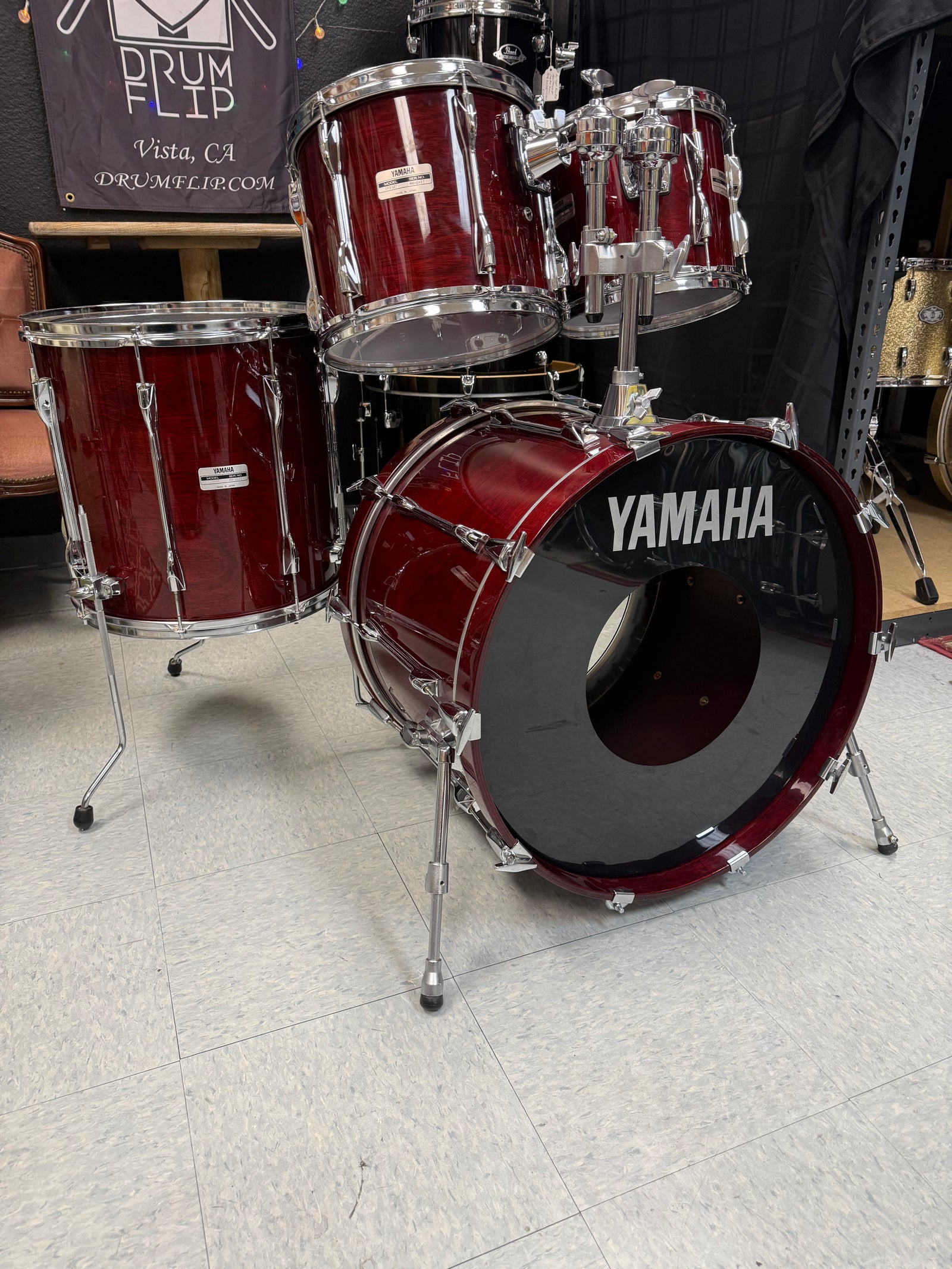 Yamaha Recording Custom 4pc Cherry Drum Set