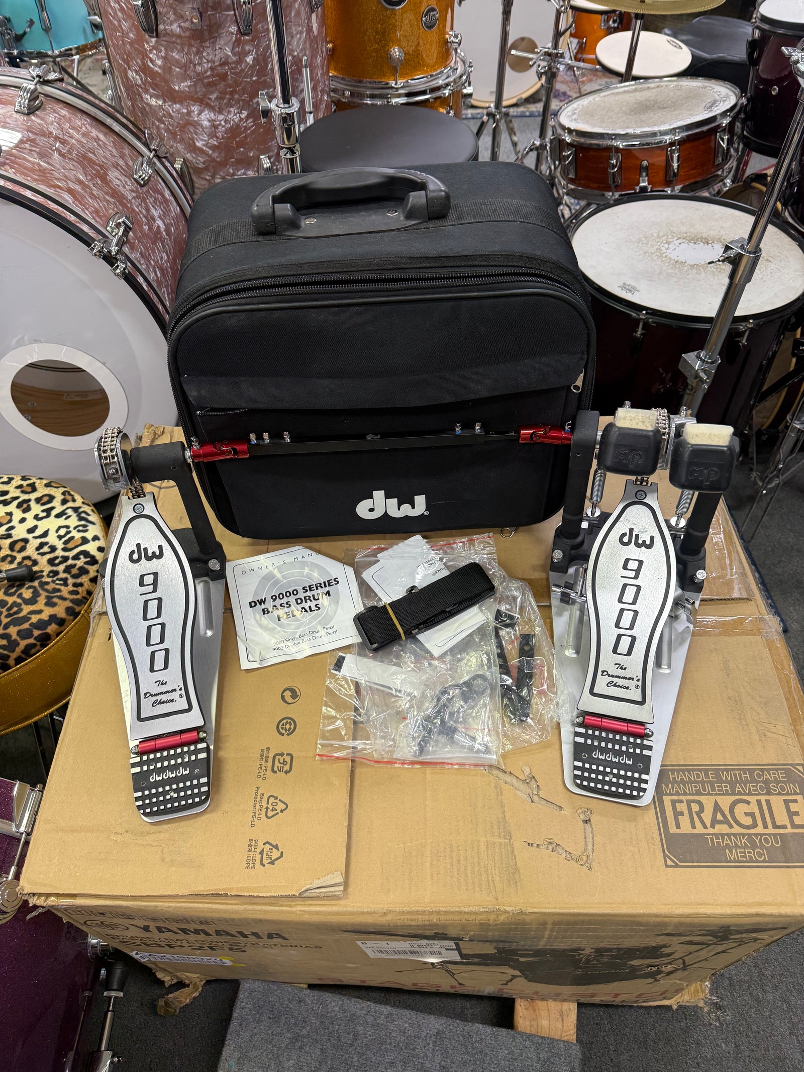 DW 9000 Double Bass Pedal And Case
