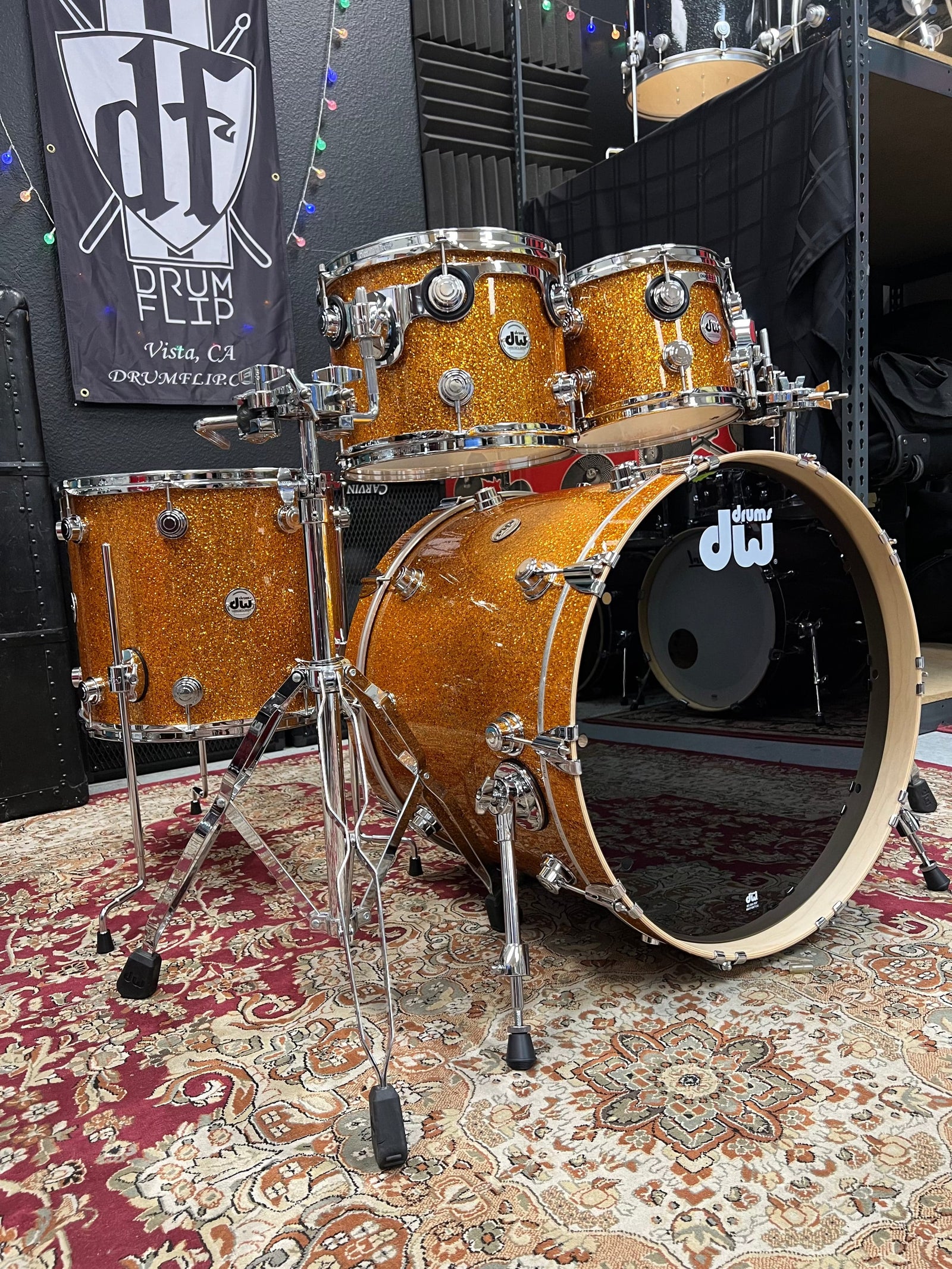 DW Collectors Burnt Orange Glass 4pc Drum Set