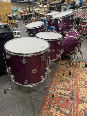 DW Collectors Pure Maple Purple Glass Glitter 6pc Drum Set
