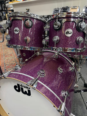 DW Collectors Pure Maple Purple Glass Glitter 6pc Drum Set
