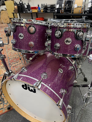 DW Collectors Pure Maple Purple Glass Glitter 6pc Drum Set