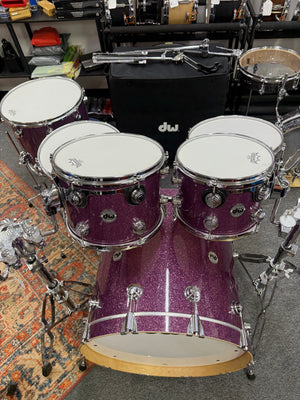 DW Collectors Pure Maple Purple Glass Glitter 6pc Drum Set