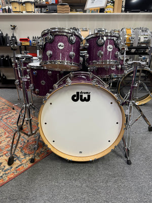 DW Collectors Pure Maple Purple Glass Glitter 6pc Drum Set