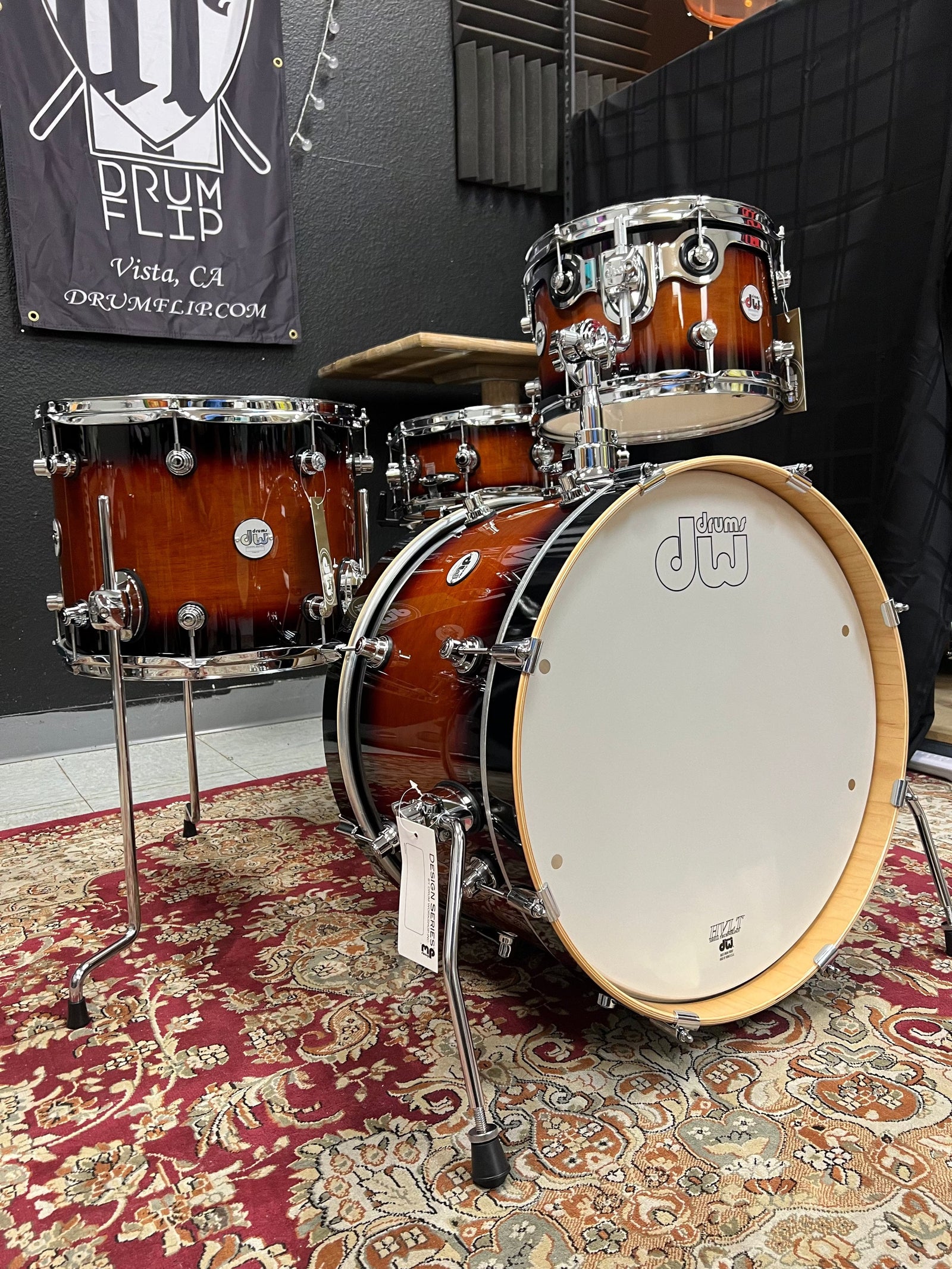 DW Design Frequant Flyer Tobacco Burst 4pc Drum Set