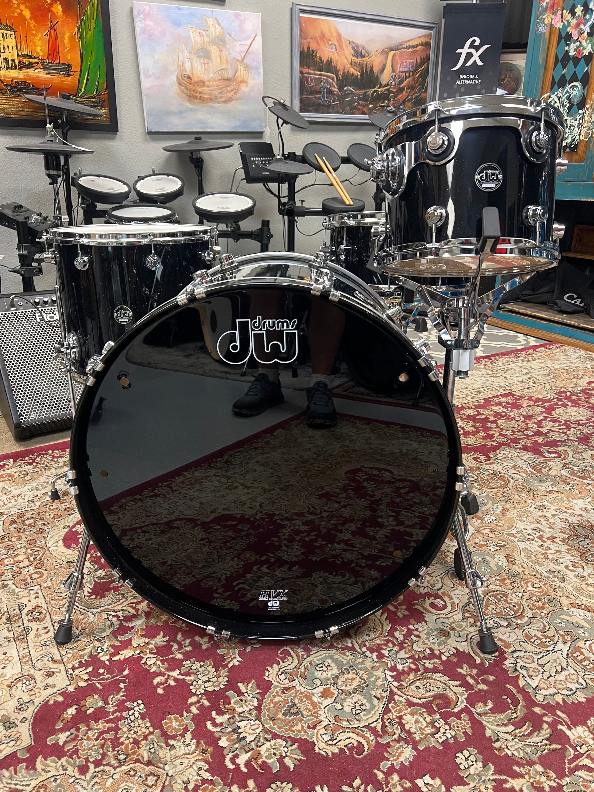 DW Performance 3pc Black Mirra Drum Set