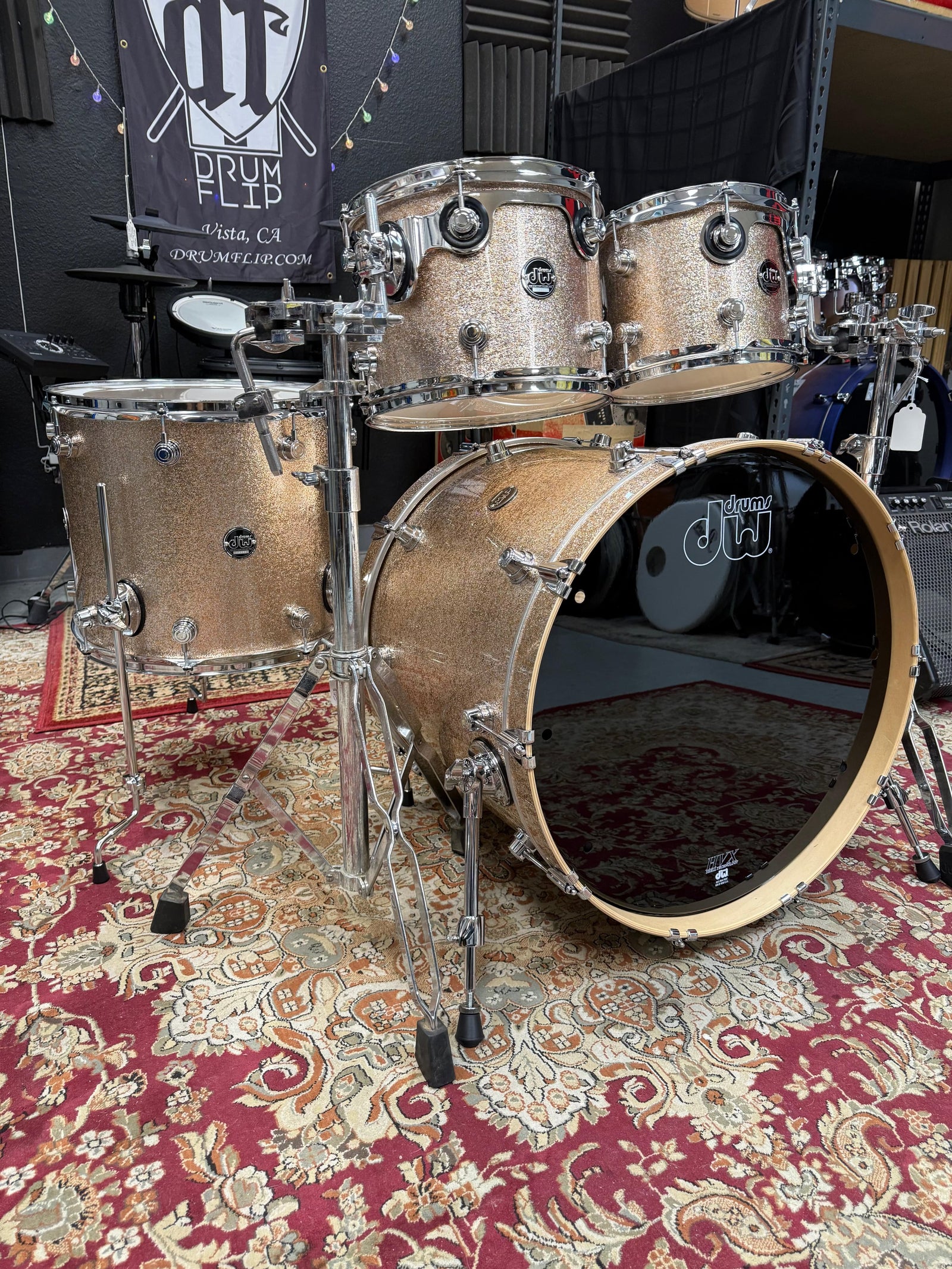 DW Performance 4pc Bermuda Sparkle Drum Set
