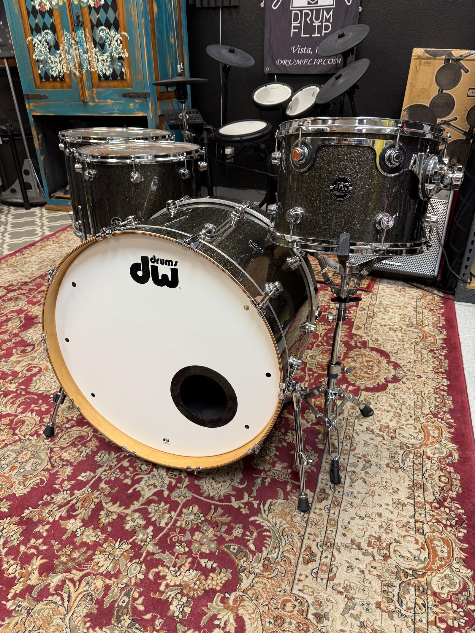 DW Performance 4pc Pewter Sparkle Drum Set