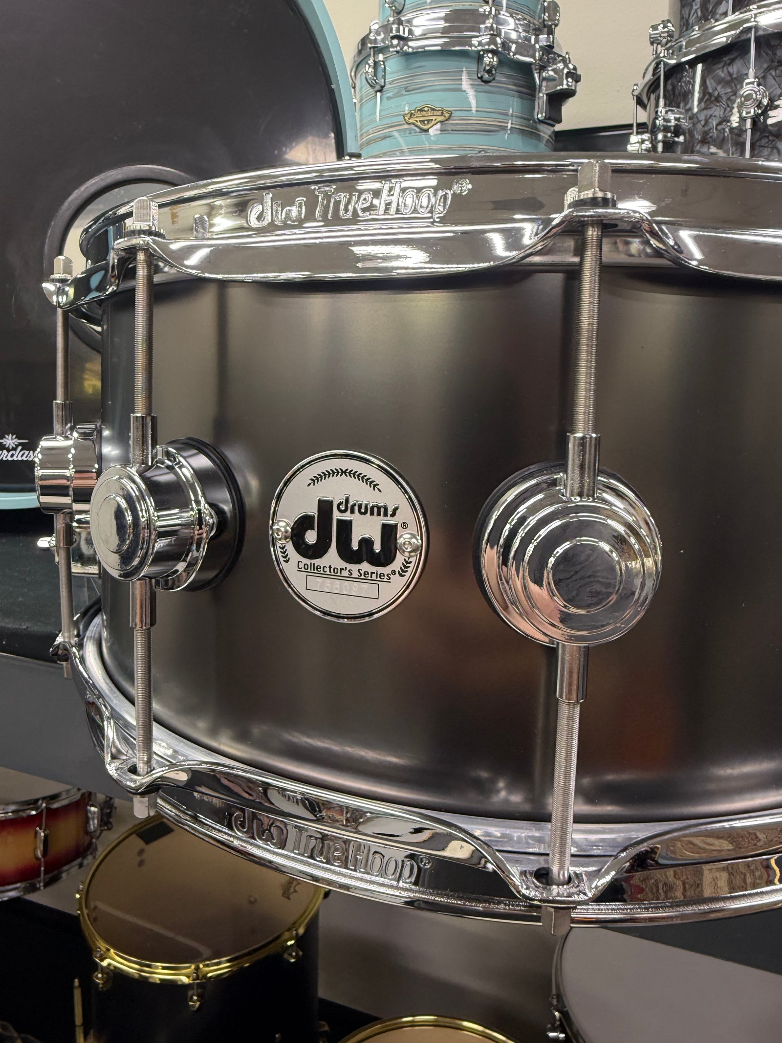 DW Collectors B Stock Satin Black Over Brass 14x6.5” Snare Drum