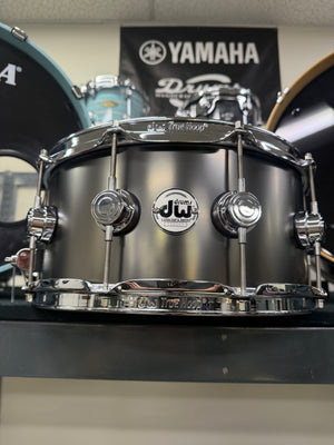 DW Collectors B Stock Satin Black Over Brass 14x6.5” Snare Drum