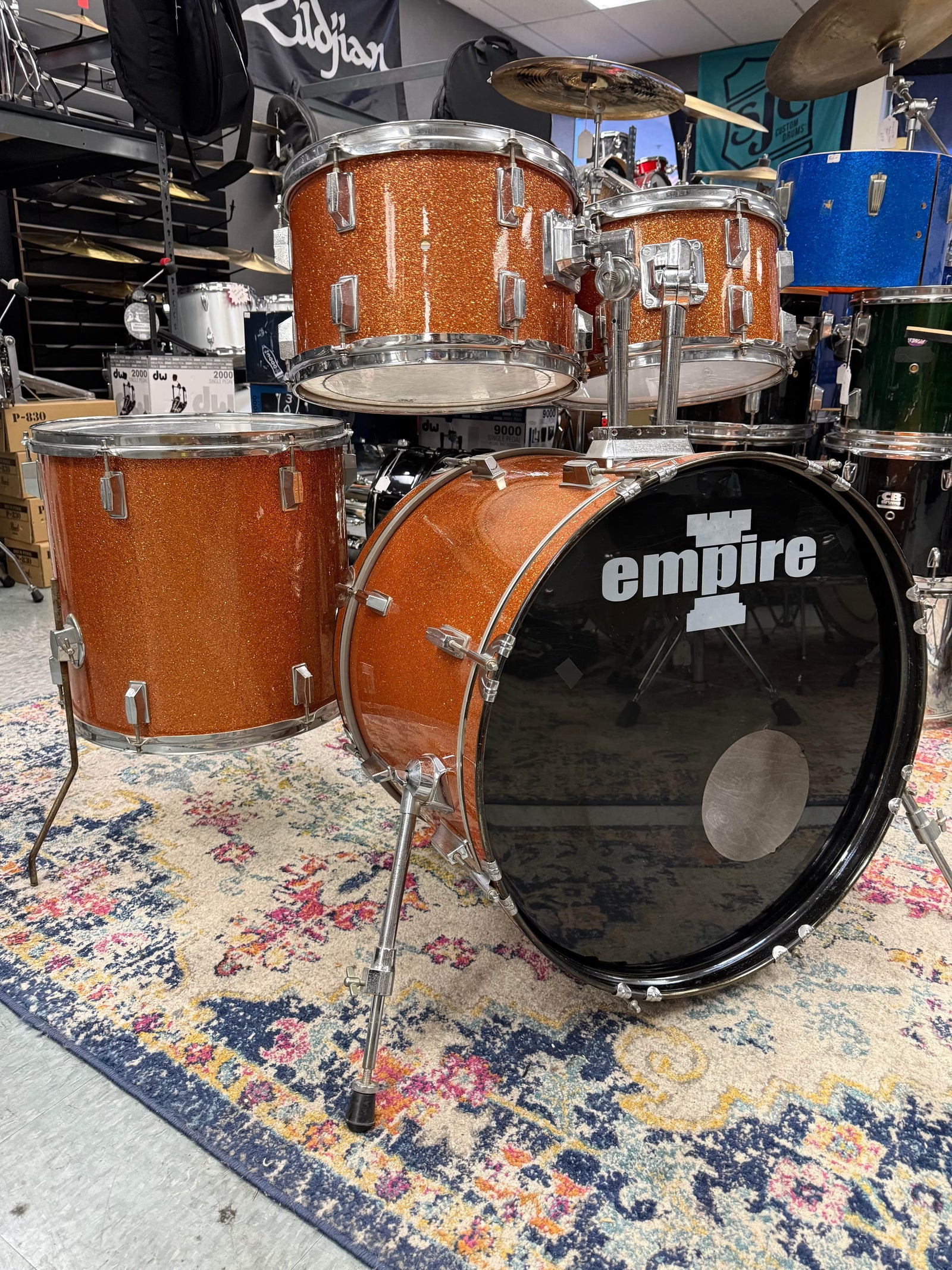 Empire orange champagne sparkle 4pc Drum Set