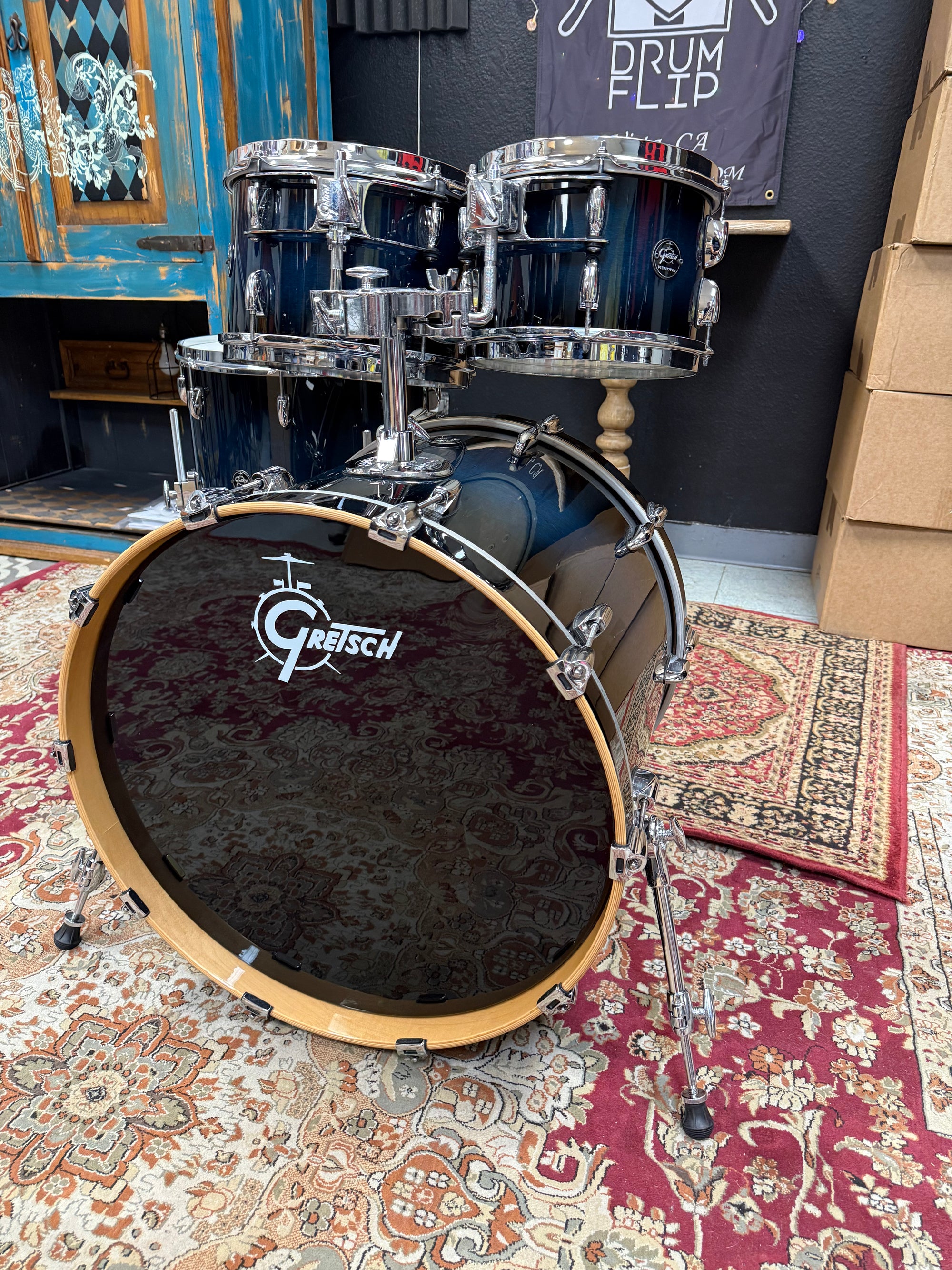 Gretsch Renown Satin Antique Blue Burst 4pc Drum Set