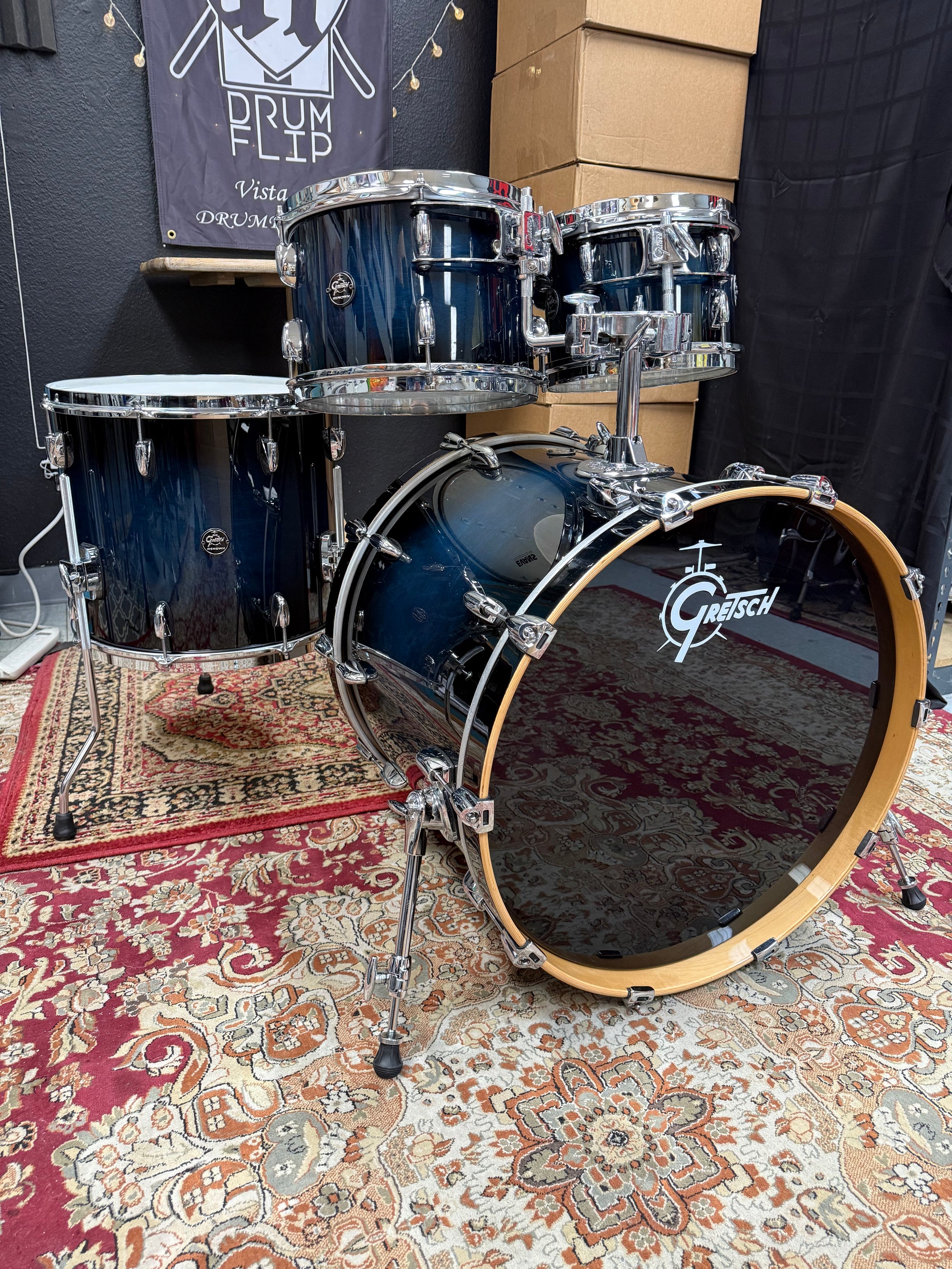 Gretsch Renown Satin Antique Blue Burst 4pc Drum Set