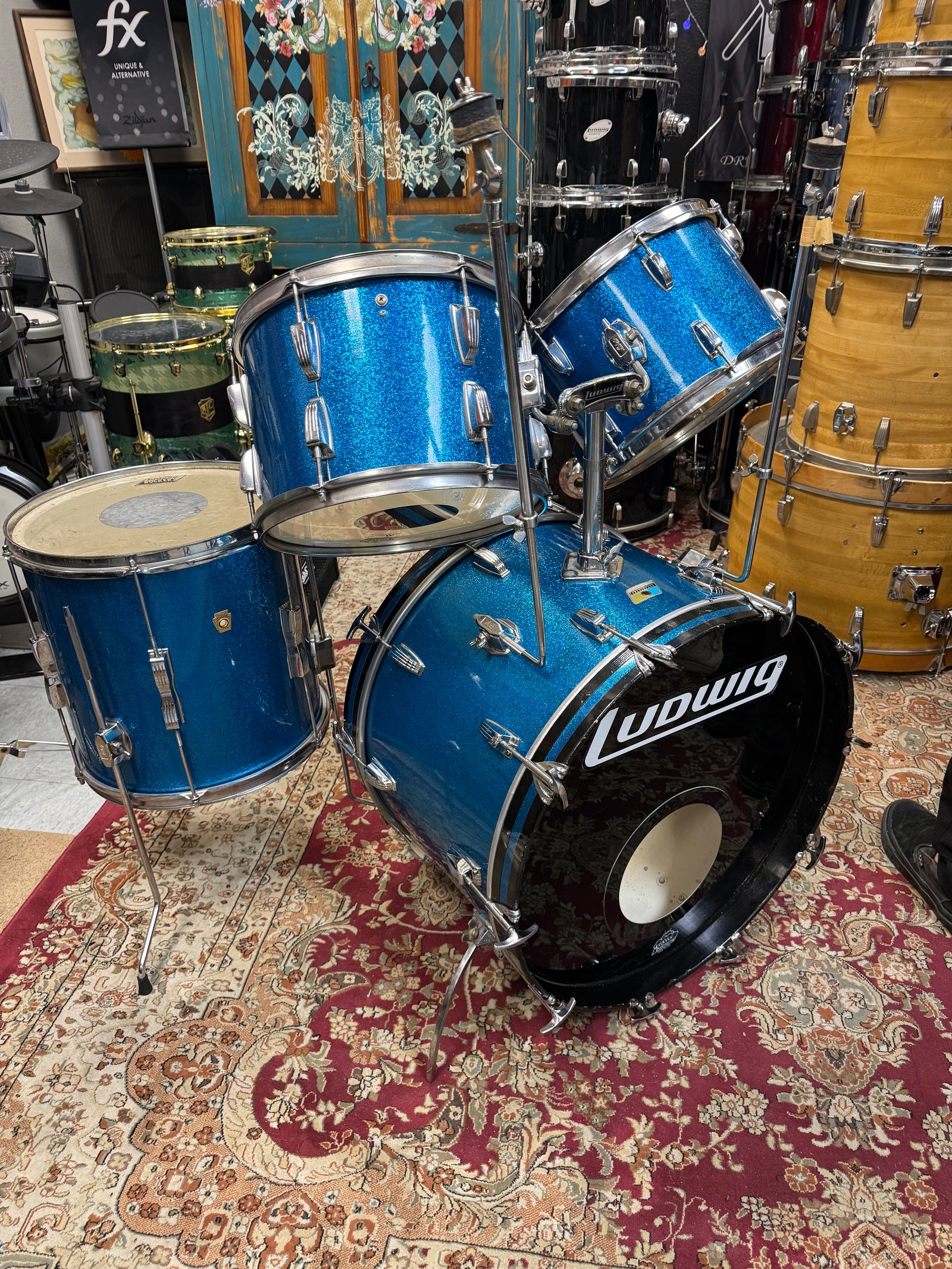 Ludwig Blue Sparkle 4pc Drum Set