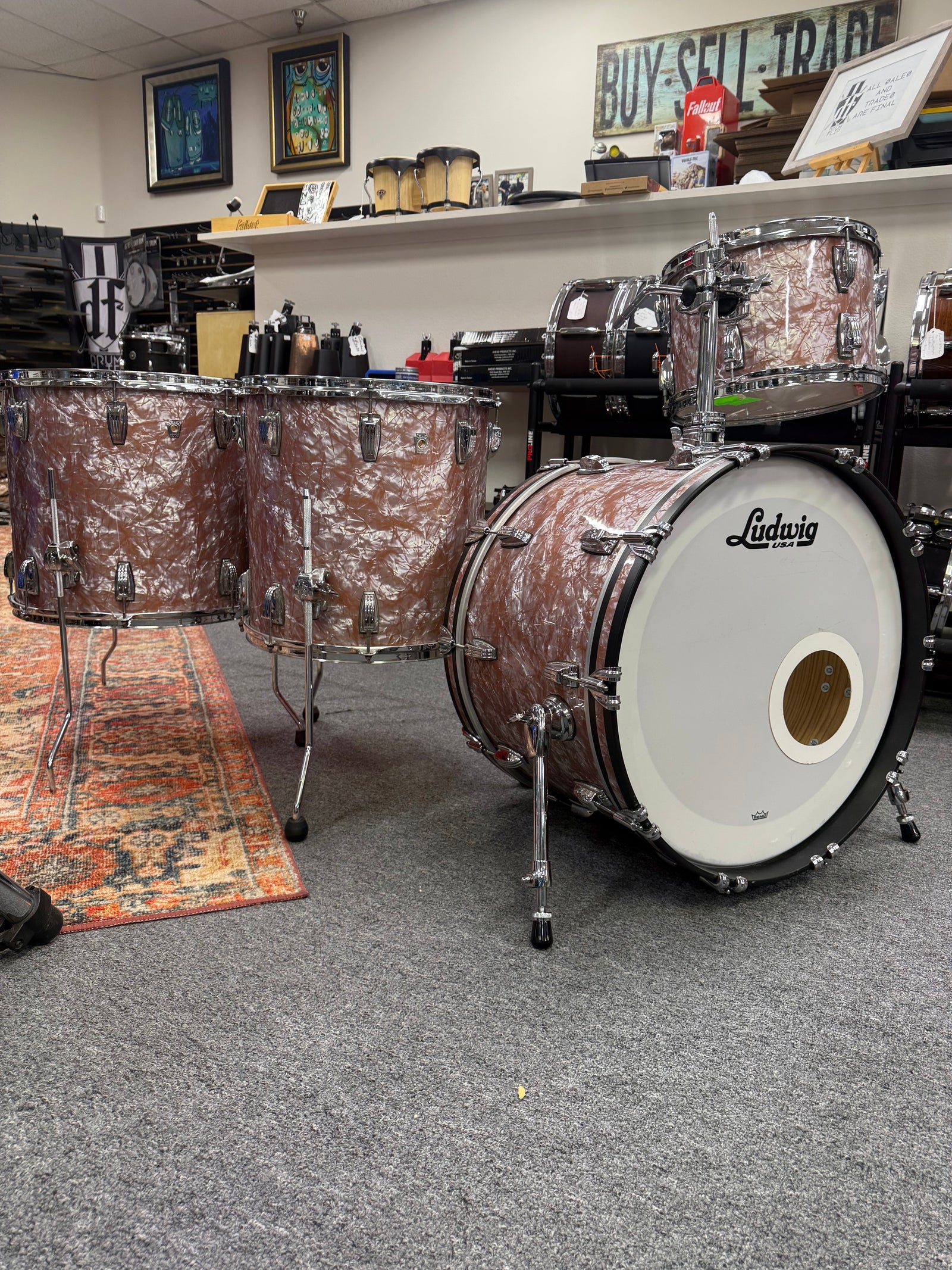 Ludwig Classic Oak Rose Marine Pearl 4pc Drum Set