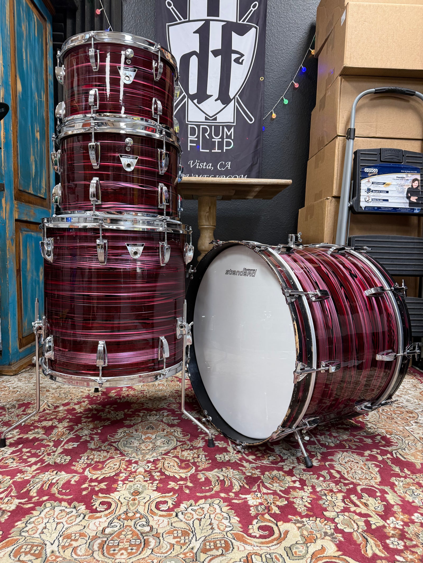 Ludwig Standard Ruby Red Strata 4pc Drum Set