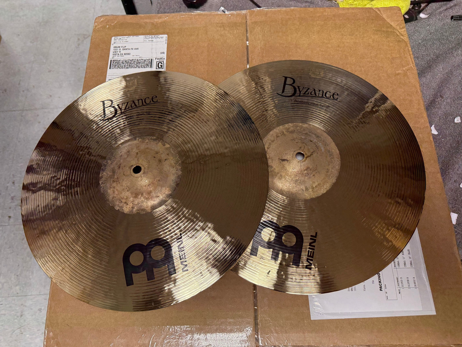 Meinl Byzance Brilliant Polyphonic Hi Hat Cymbals 15”