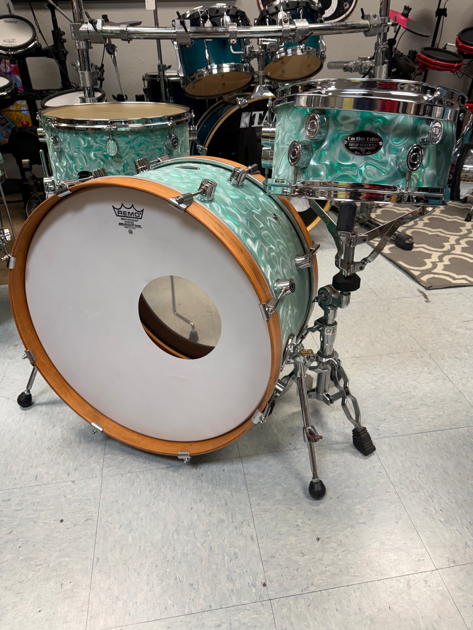 On The Edge Aqua Green 3pc Drum Set