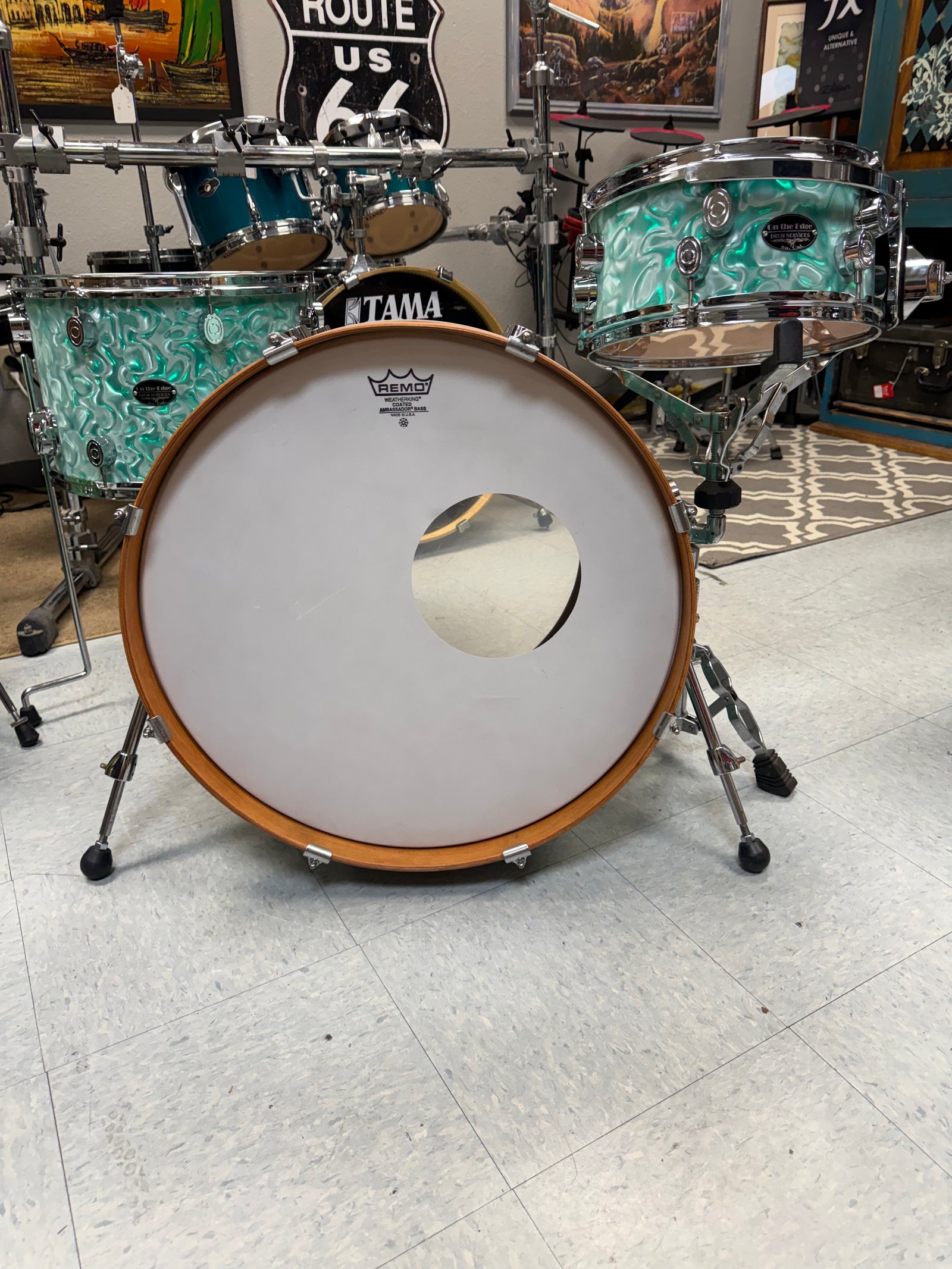 On The Edge Aqua Green 3pc Drum Set