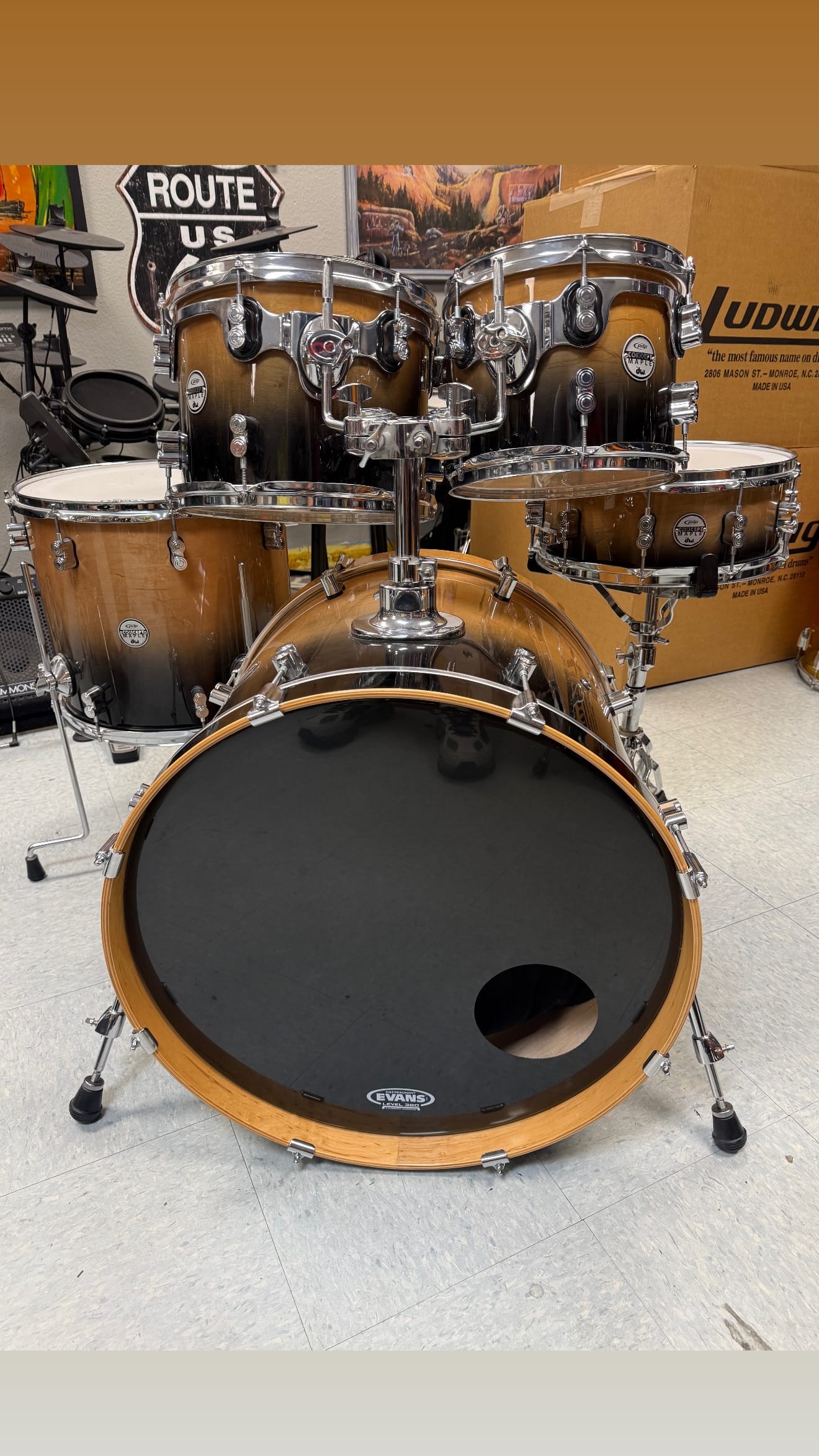 PDP Concept Maple 5pc Charcoal Fade Drum Set 5pc