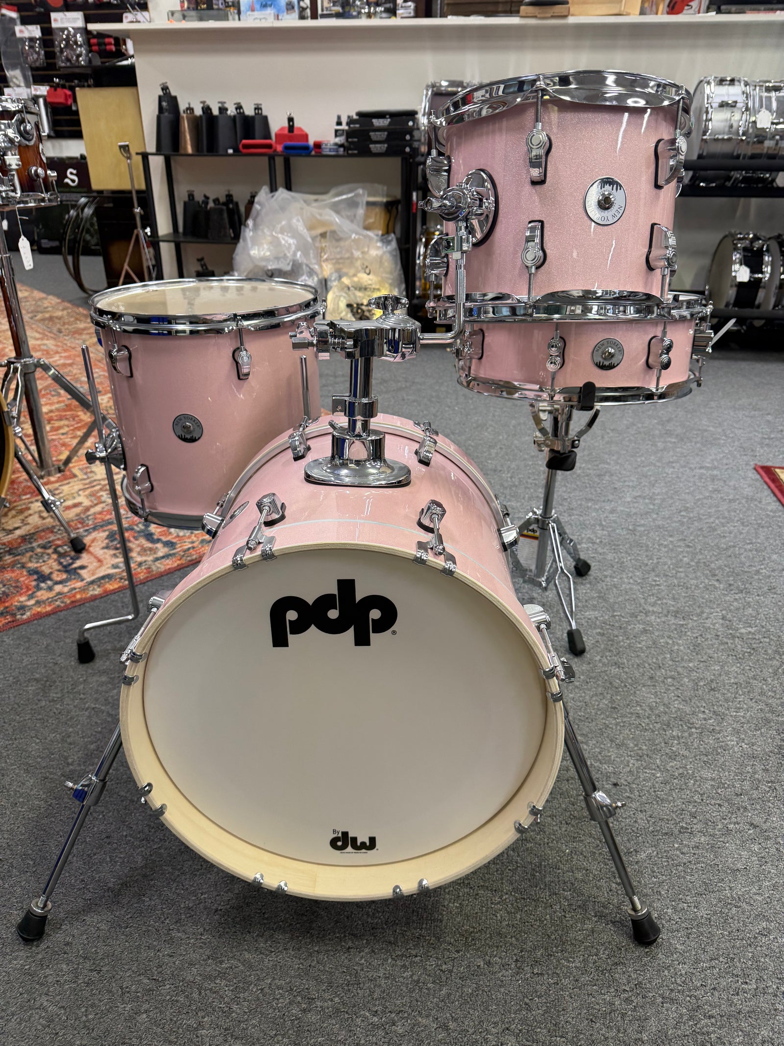 PDP New Yorker Pale Rose Sparkle 4pc Drum Set