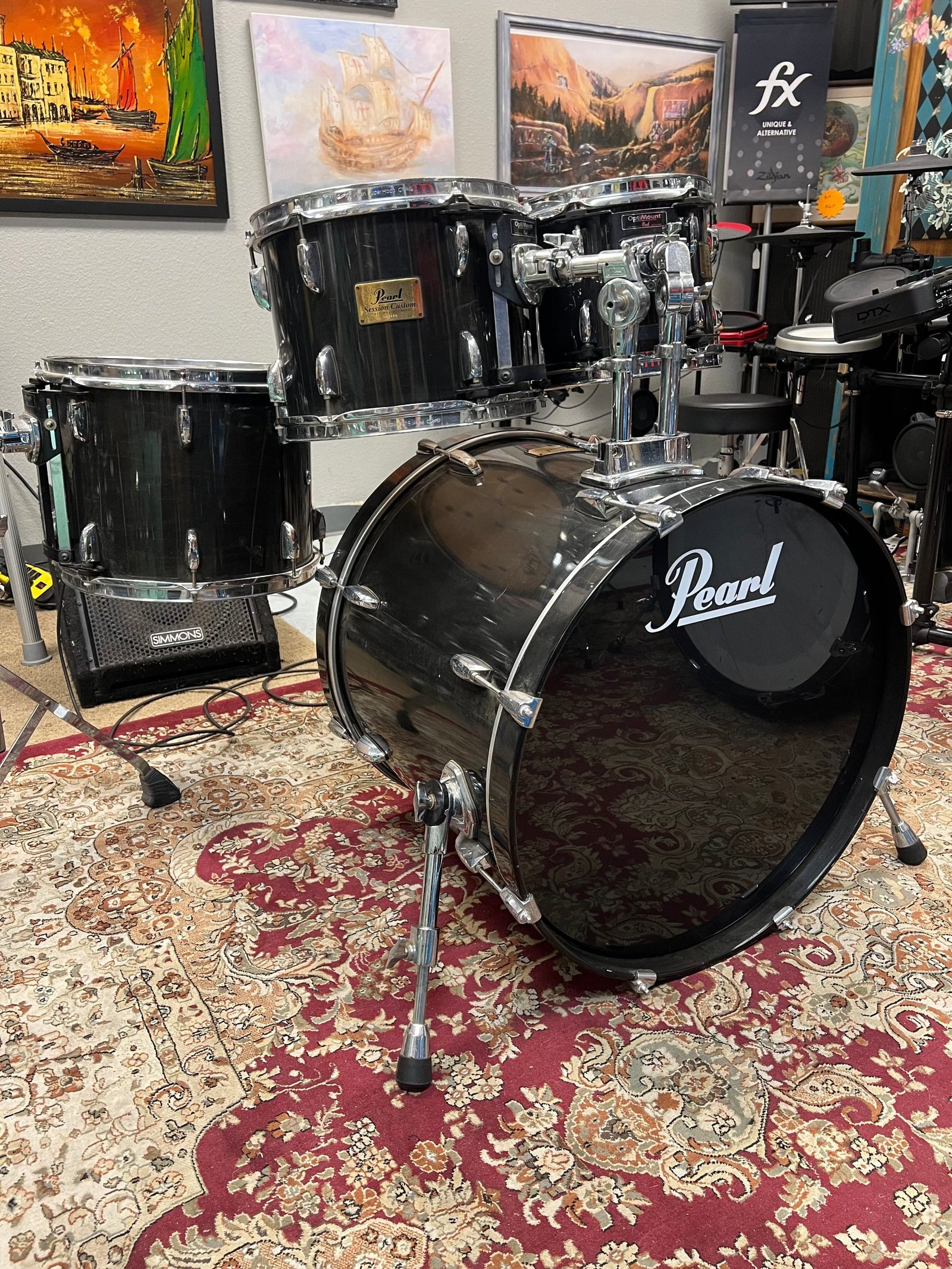 Pearl Session Custom Transparent Black 4pc Drum Set