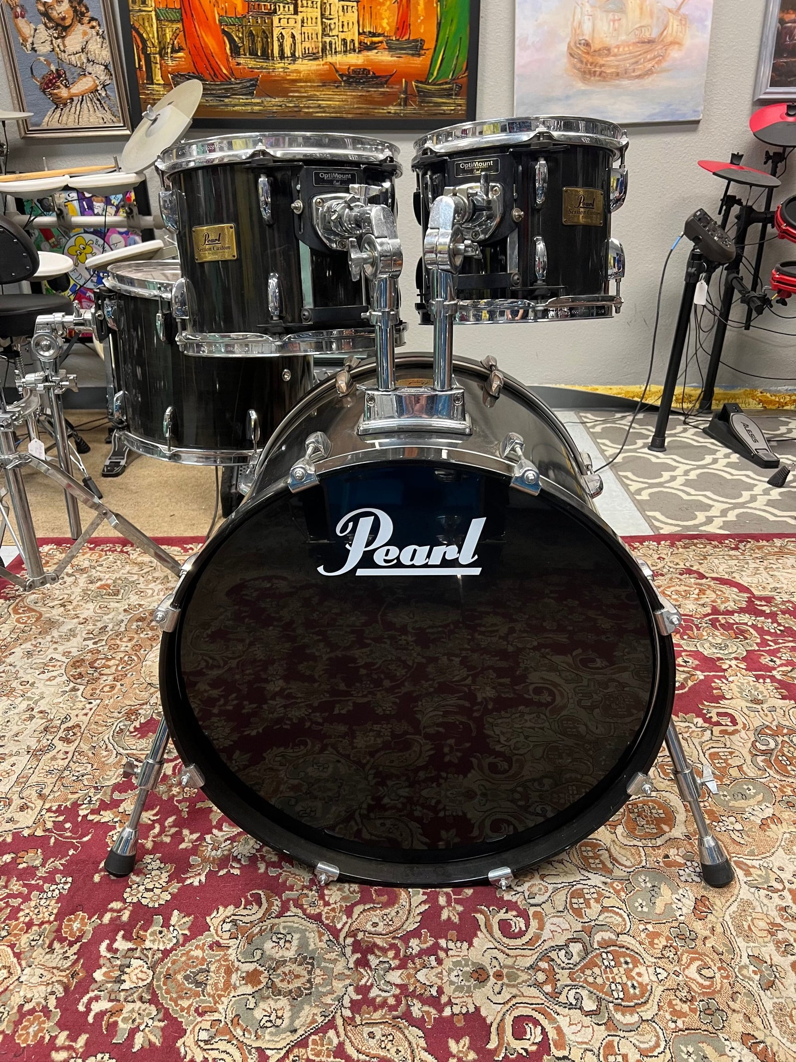 Pearl Session Custom Transparent Black 4pc Drum Set