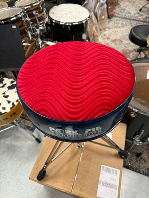 Pork Pie Drum Throne Blue Sparkle Red Top