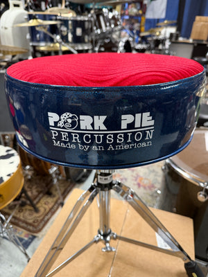 Pork Pie Drum Throne Blue Sparkle Red Top
