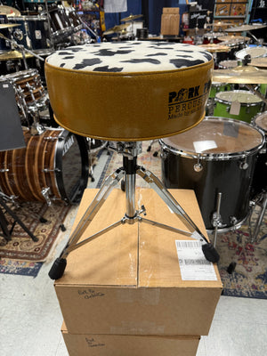 Pork Pie Drum Throne Gold Sparkle Cow Top