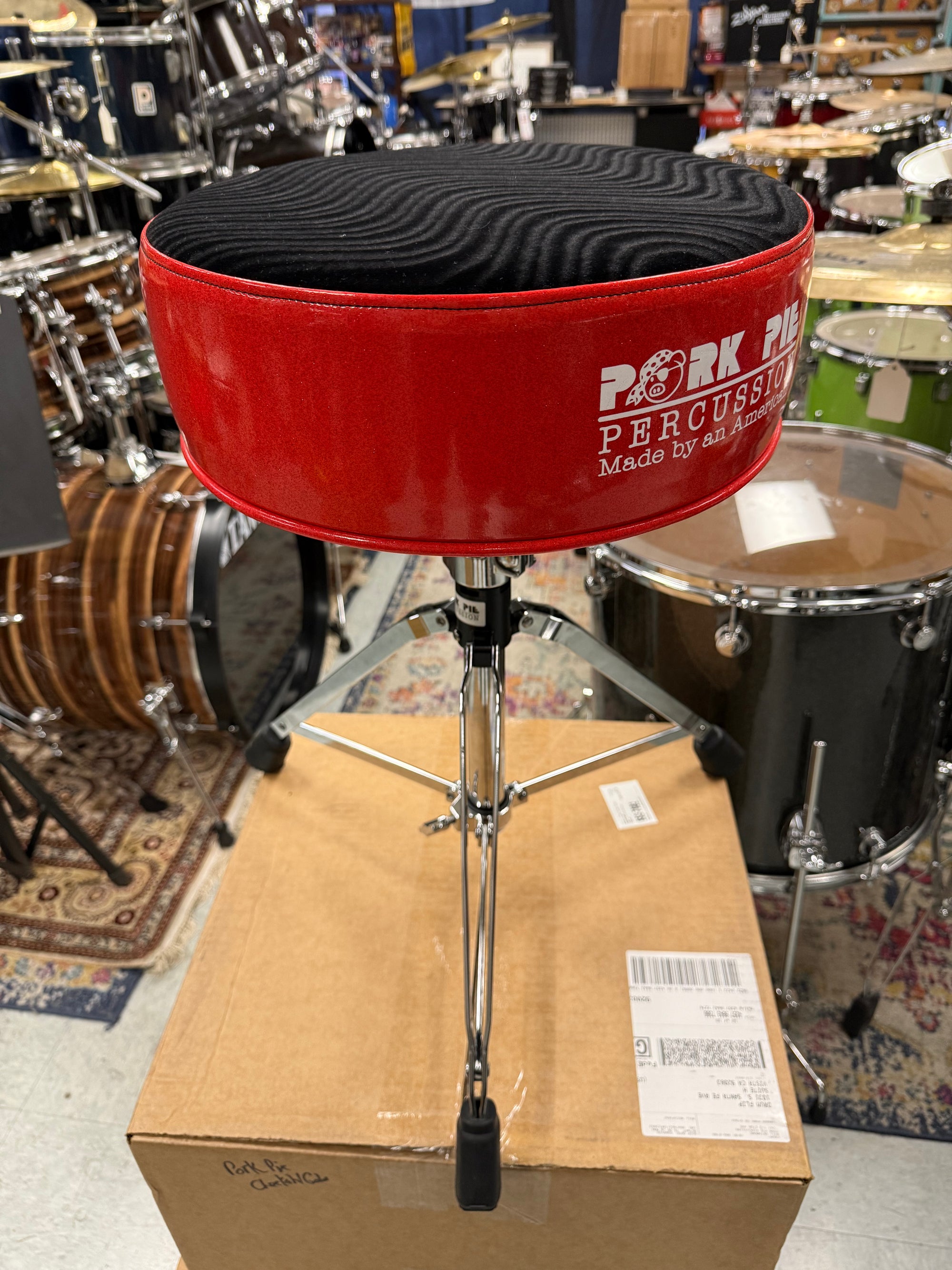 Pork Pie Drum Throne Lava Sparkle Black Top