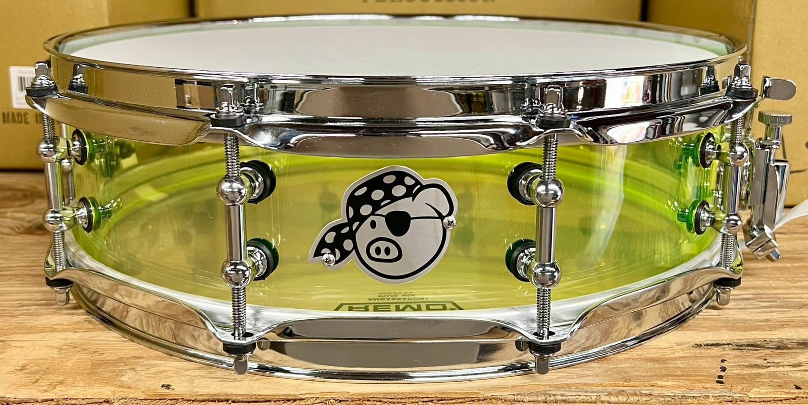 Pork Pie 14x4” Yellow Acrylic Snare Drum