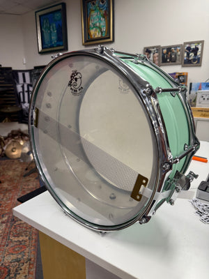 Pork Pie 14x6.5” Seafoam Green Aluminum snare drum