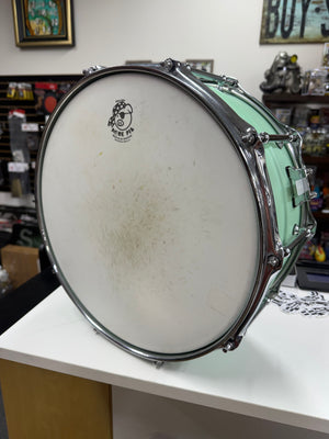 Pork Pie 14x6.5” Seafoam Green Aluminum snare drum