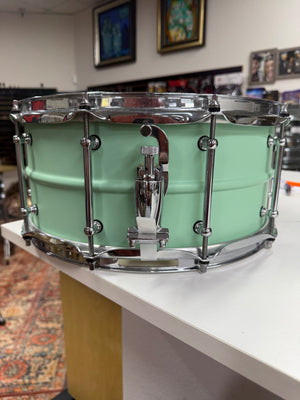 Pork Pie 14x6.5” Seafoam Green Aluminum snare drum