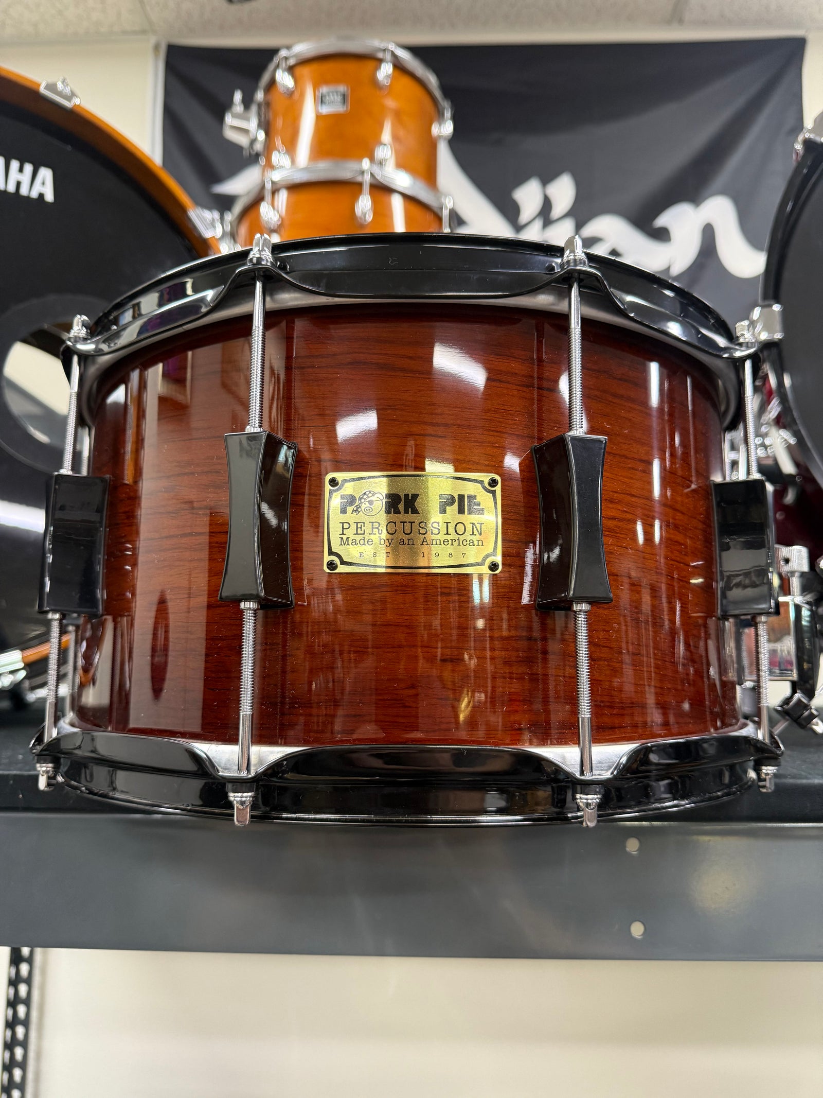 Pork Pie 14x8” Tobacco Burst Bubinga Snare Drum