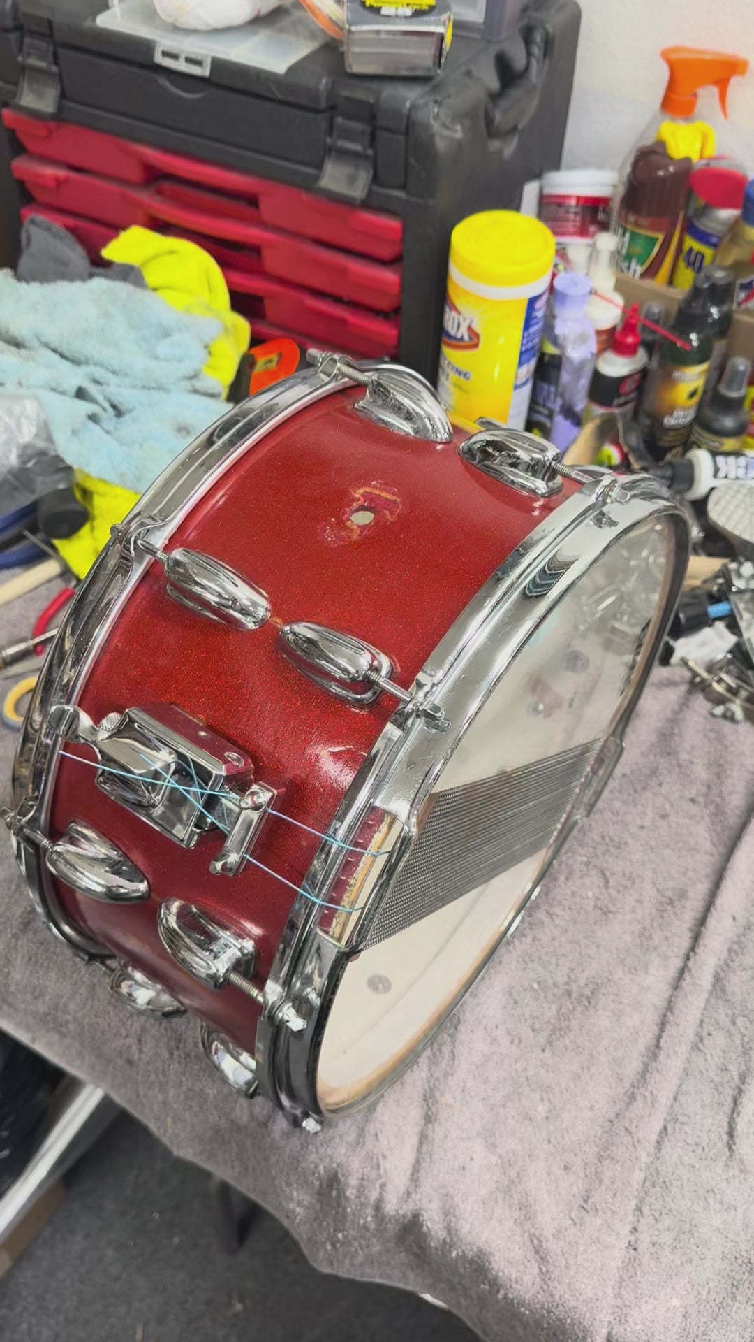 Slingerland 14x6.5” Red Sparkle snare drum