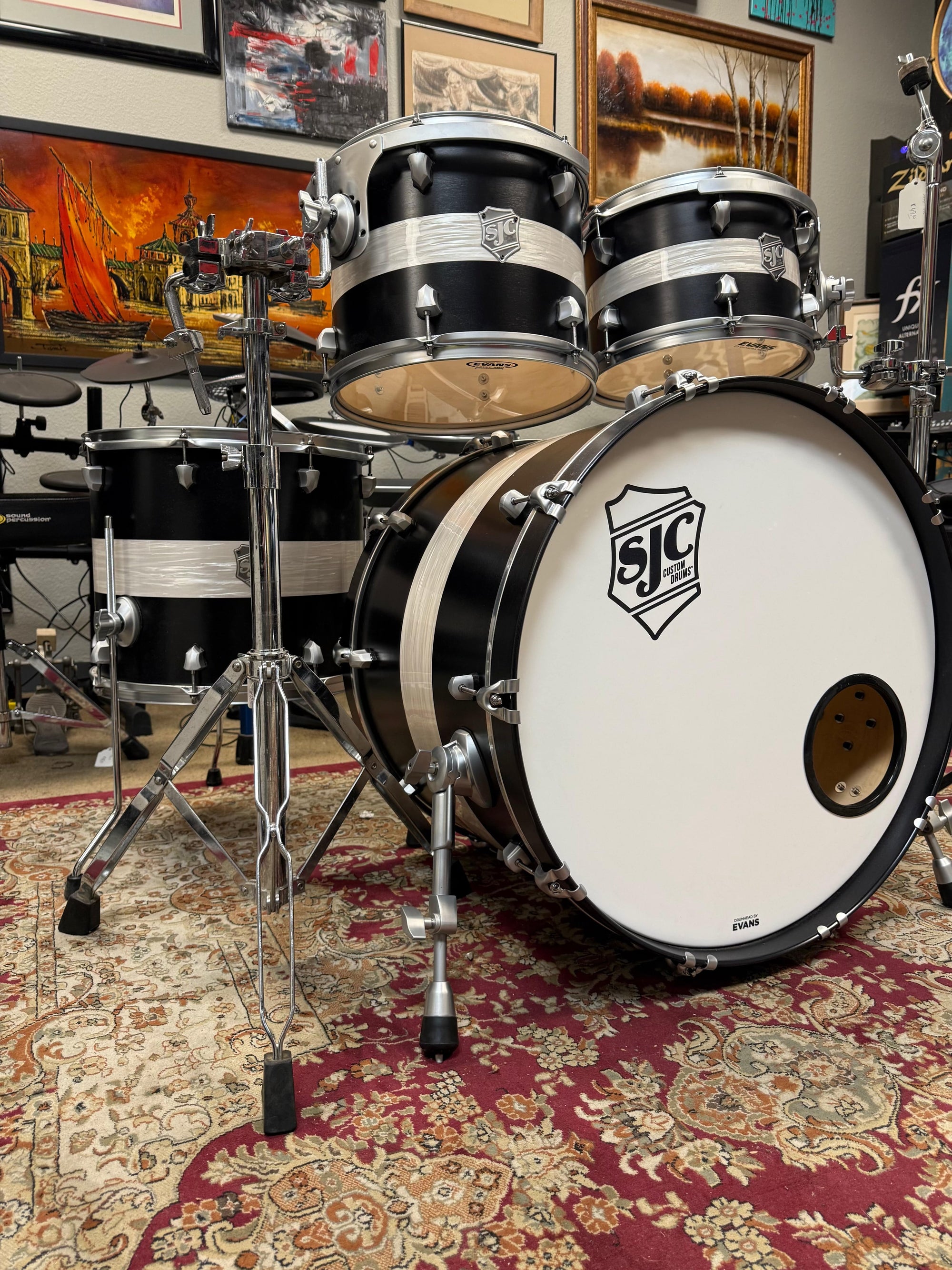 SJC Satin Black 4pc Drum Set