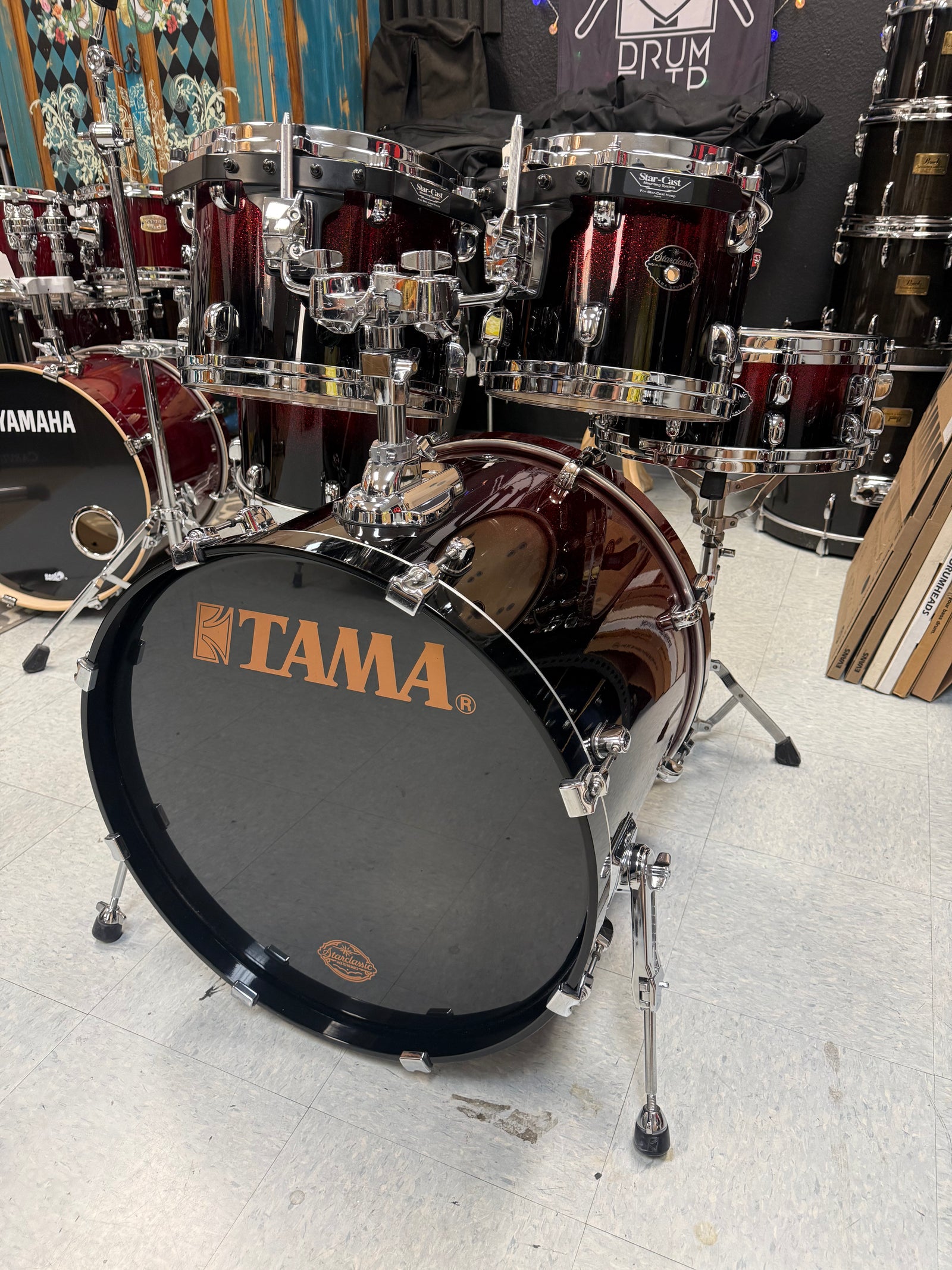 Tama Starclassic 5pc Red To Black Sparkle Drum Set